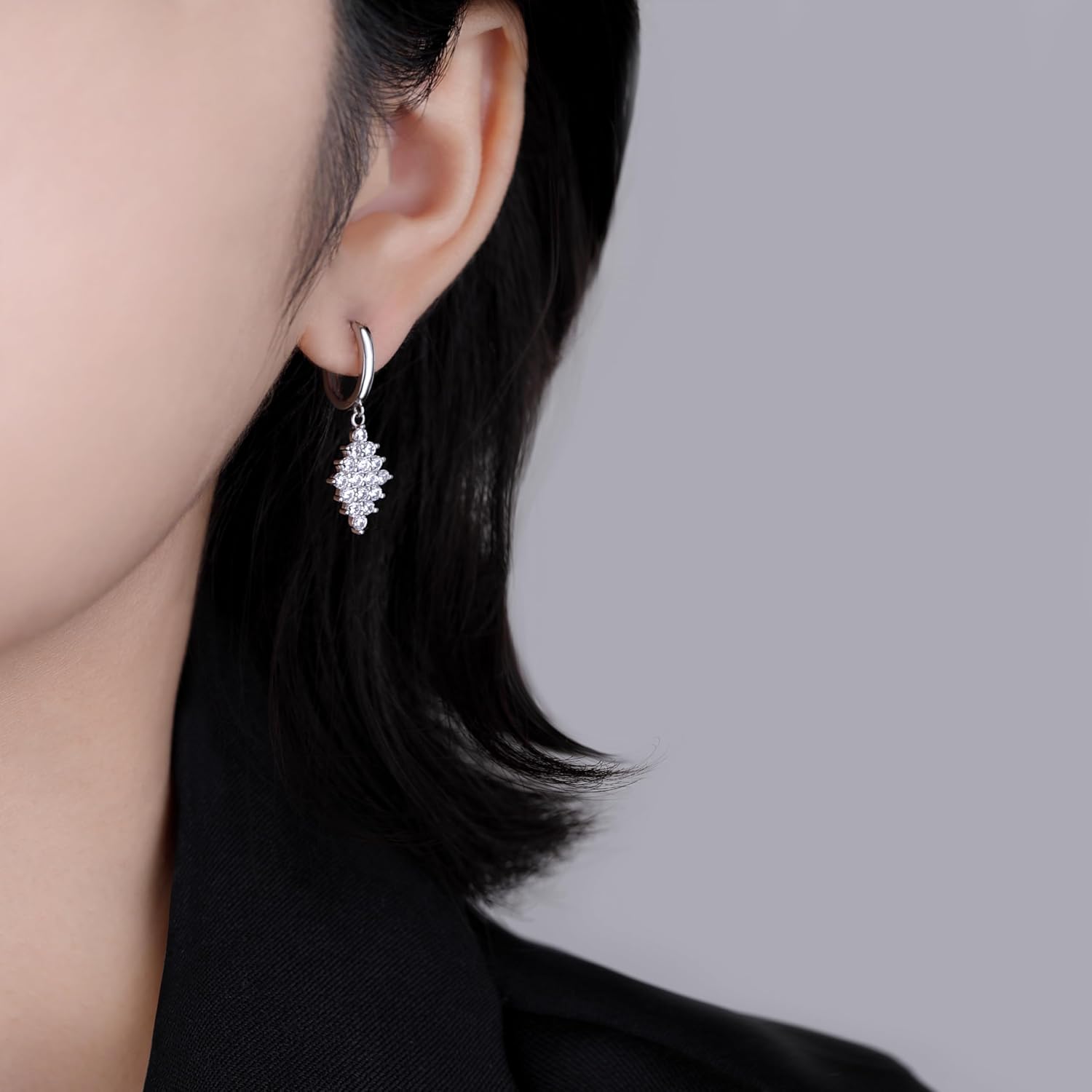 Thumbnail 2 de SLUYNZ 925 Sterling Silber Diamant Creolen – dezente CZ-Tropfen für Damen