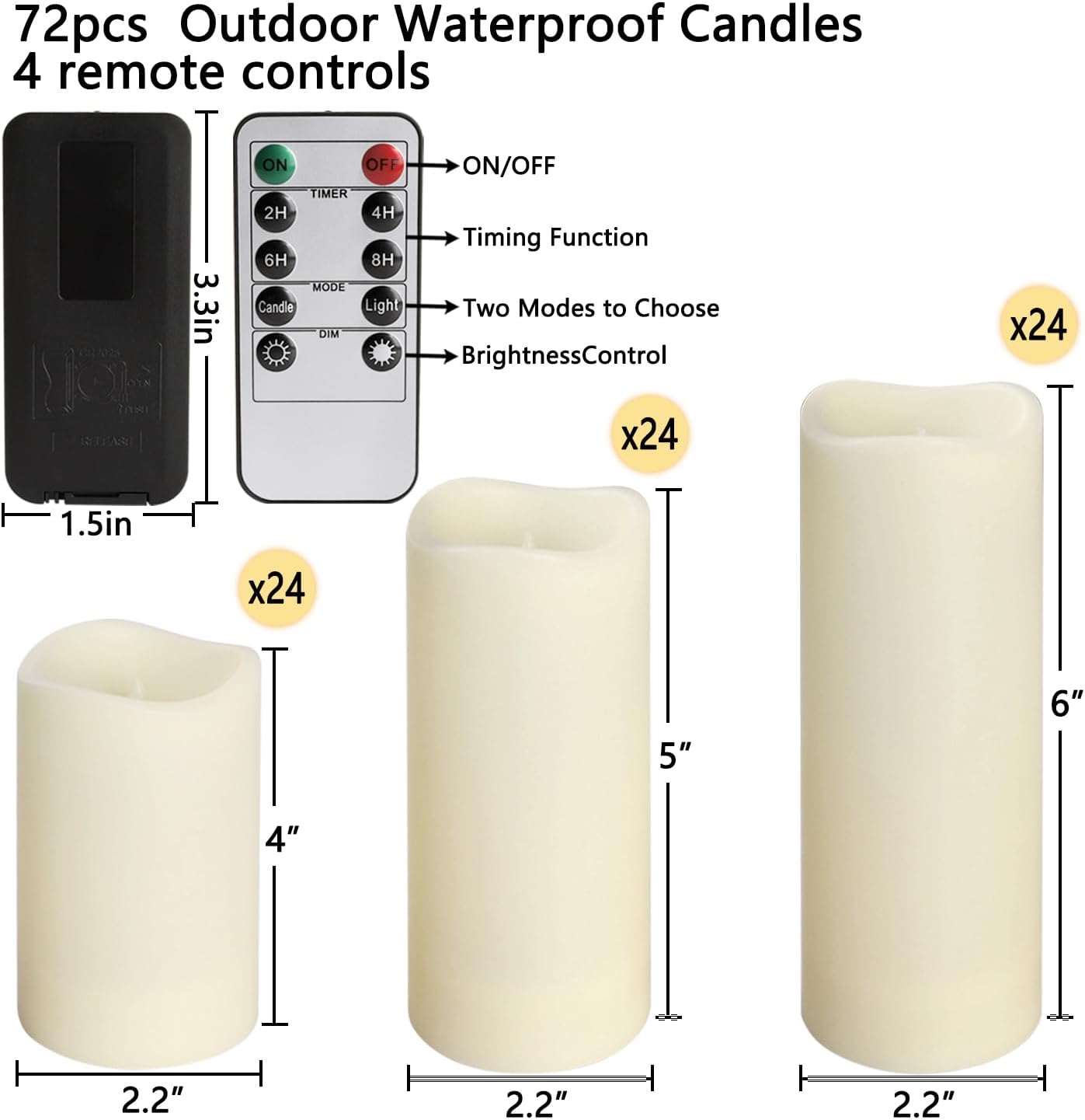 Thumbnail 2 de WREXCS Candle-70 Flameless LED Candles, 72-Pack, Waterproof with Timer