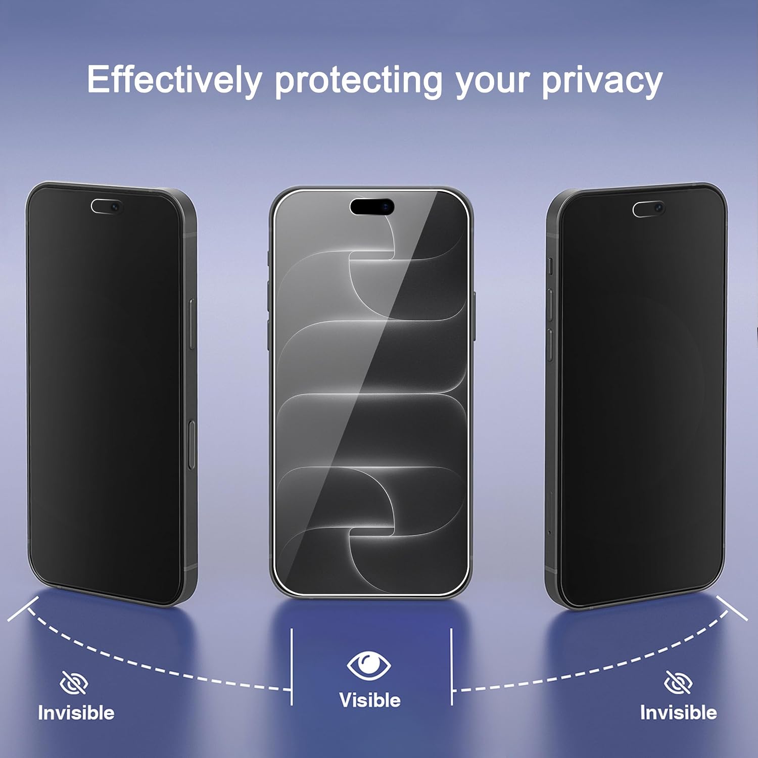 Detalle de Ailun iPhone 18 Pro Max Privacy Screen Protector, 3-Pack Tempered Glass