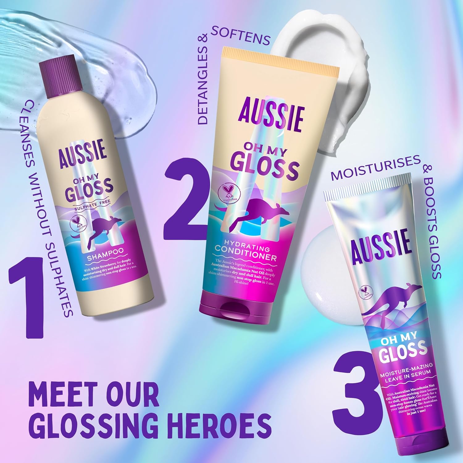 Thumbnail 1 de Aussie Oh My Gloss Giftset: Hydrating Shampoo & Conditioner, Leave-in Serum
