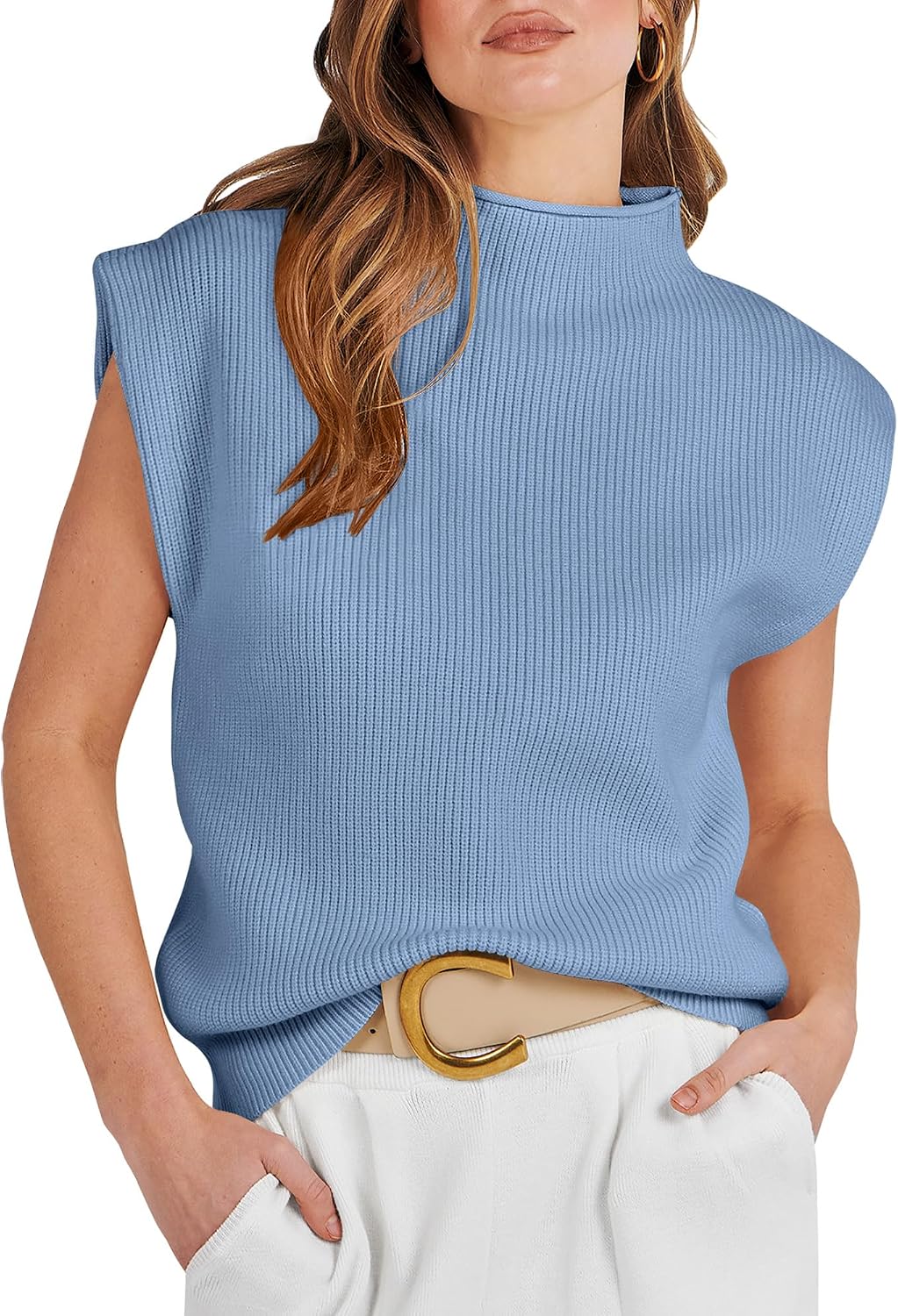 Detalle 2 de ANRABESS Mock Neck Sweater Vest for Women