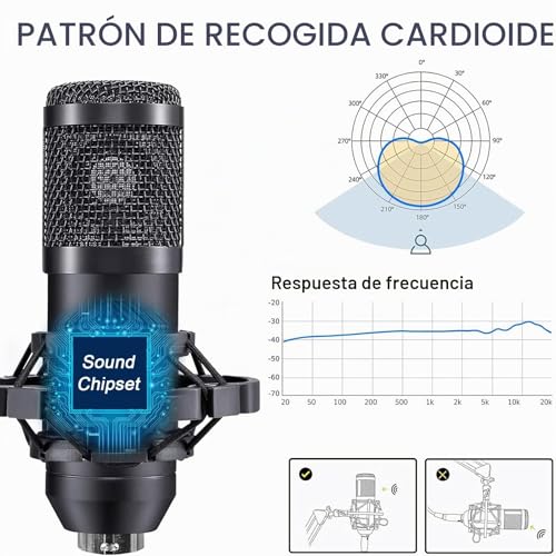 Thumbnail 2 de ALPOWL Paquete de Equipo de Podcast para 2: set con BM-800, filtros, cápsula cardioide y accesorios para podcasts, streaming y canto