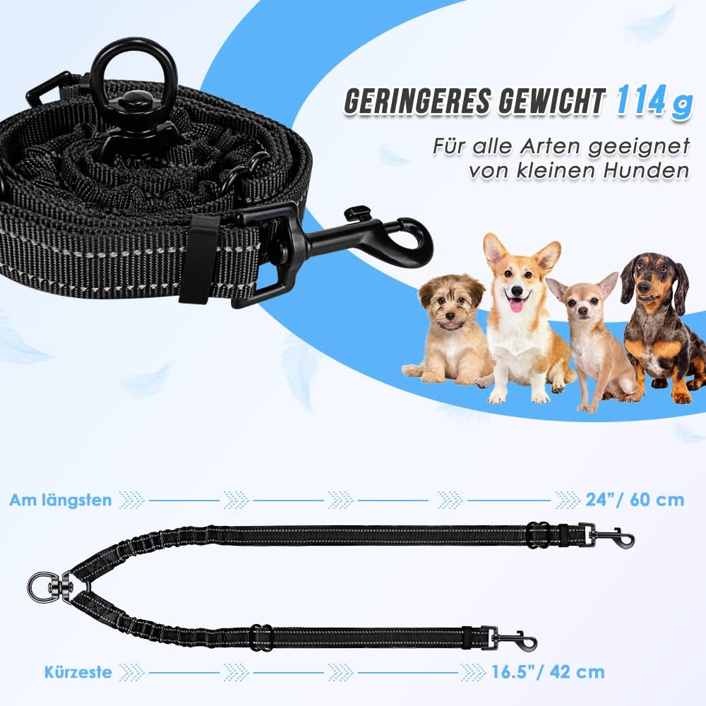 Detalle de Nasjac Doppelte Hundeleine – 360° drehbarer Splitter, verstellbar, reflektierend, stoßdämpfend für Zwei Hunde