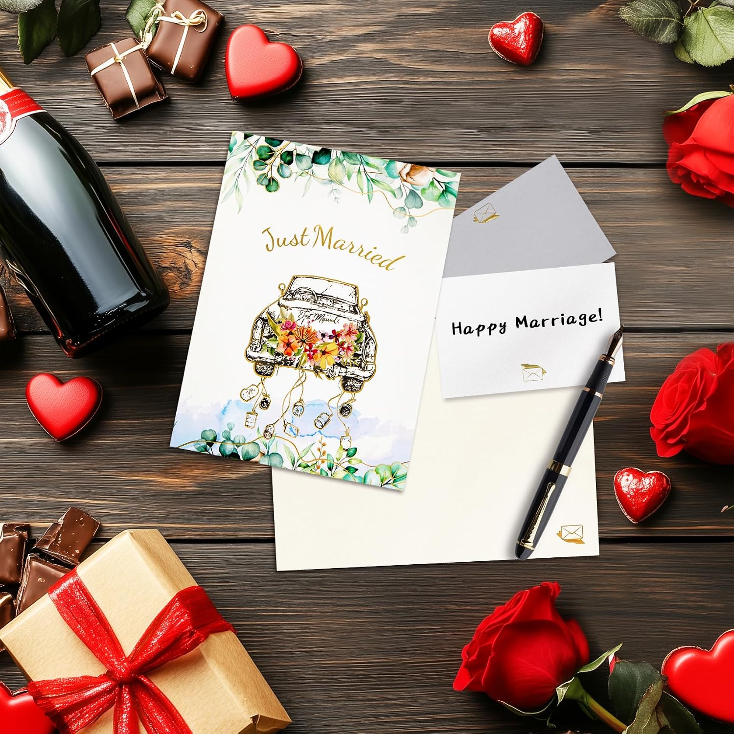 Thumbnail 5 de GREETING ART Pop Up Hochzeitskarte – 3D Hochzeitsauto, Just Married, inkl. Geldgeschenk-Gutschein