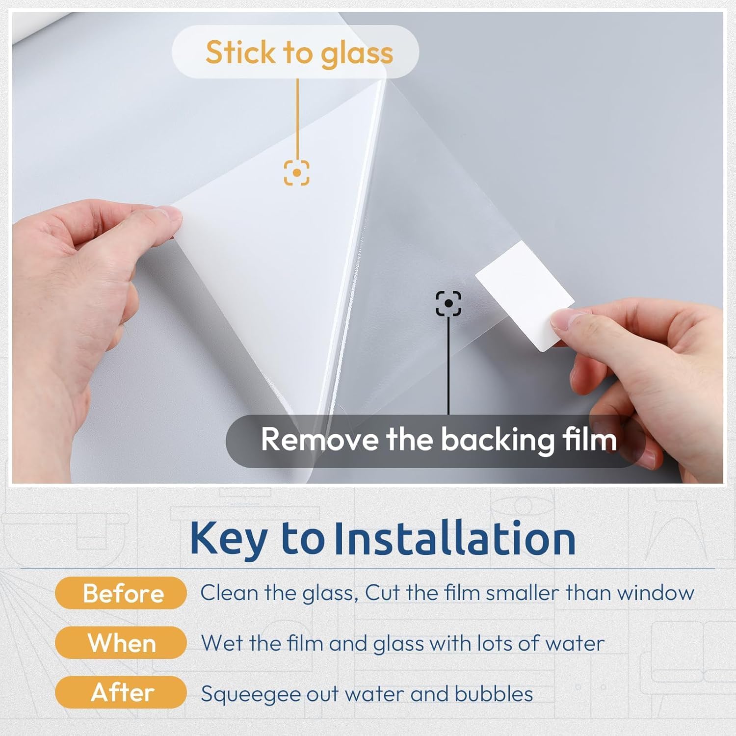 Thumbnail 3 de Rabbitgoo Window Film Privacy Film for Glass Windows (Frosted, 44.5x200 cm)