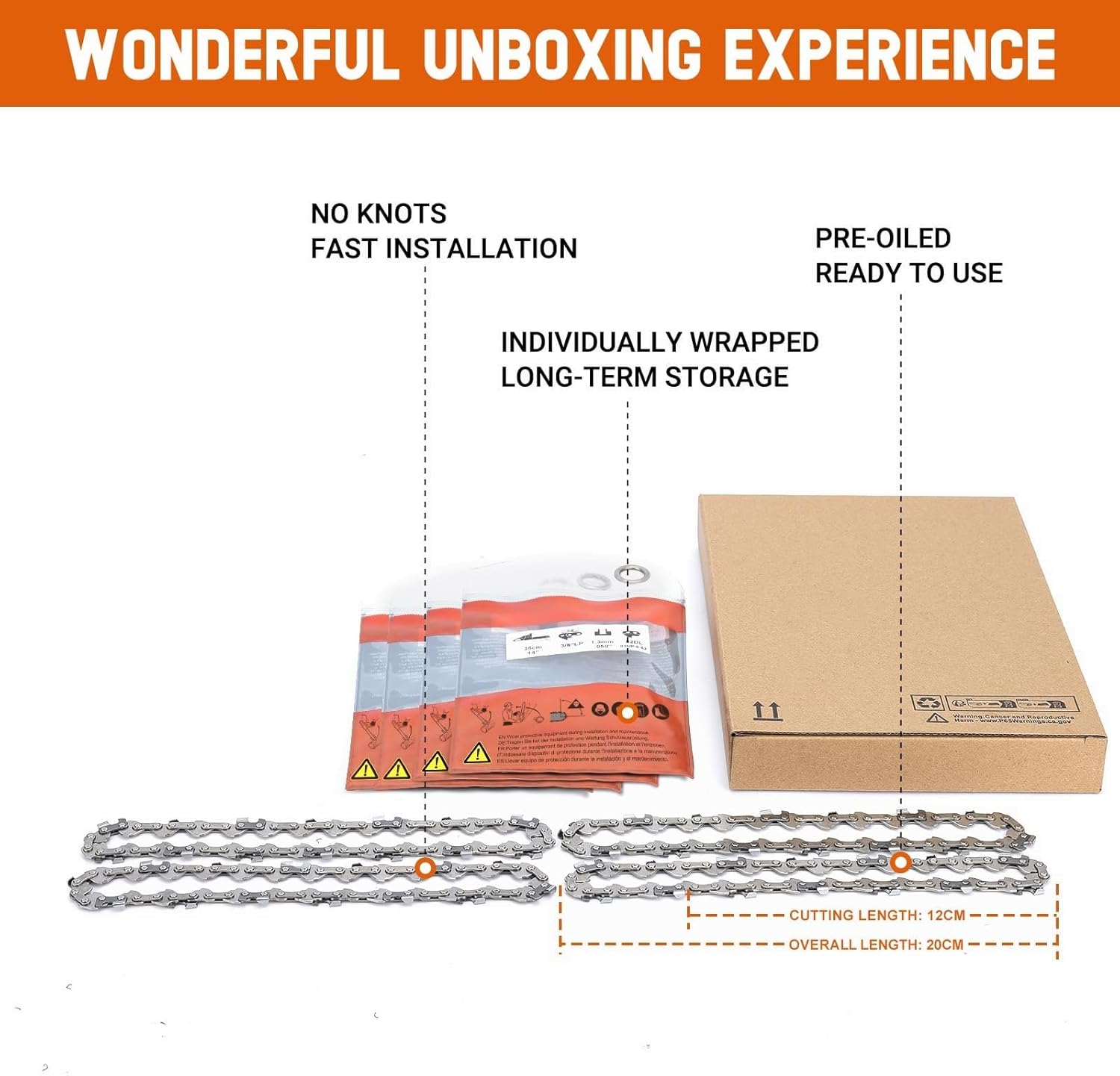 Thumbnail 3 de SAVIOR WA0142 Sägeketten (4 Stück) für Akku-Kettensägen mit 5-Zoll-Schiene, .300"LP, 1,1 mm, 28 Treibglieder