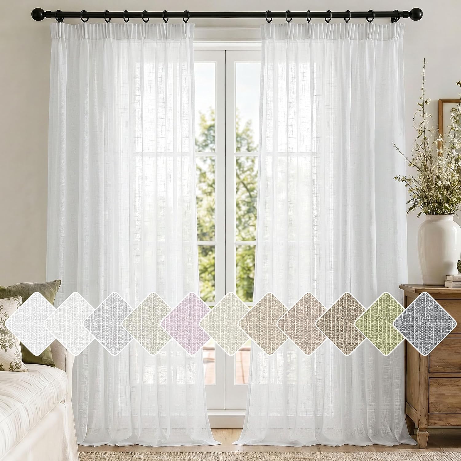 Detalle 2 de Deconovo Voile Vorhang 280x140 Weiß