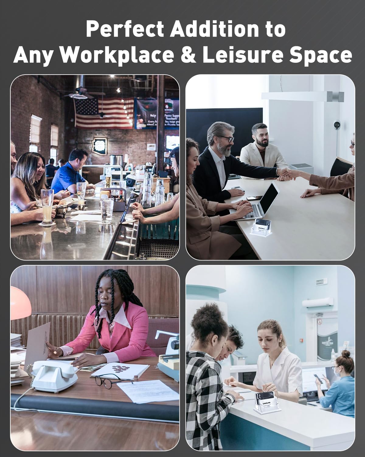 Thumbnail 6 de Uniclife porte-cartes de visite horizontal transparent en acrylique, 2 emplacements (jusqu’à 120 cartes) pour bureau