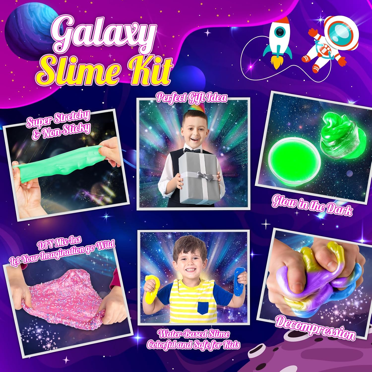 Detalle de iKidiki Galaxy Slime Kit 57-piece set