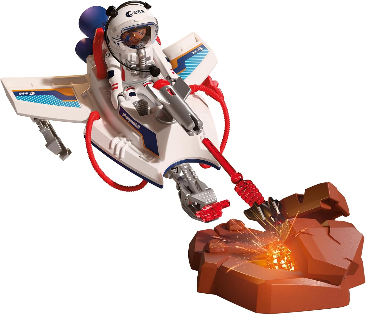 Detalle 2 de PLAYMOBIL Space ESA Space Glider con Astronauta (72013) – velivolo volante con tiro e braccio afferrante