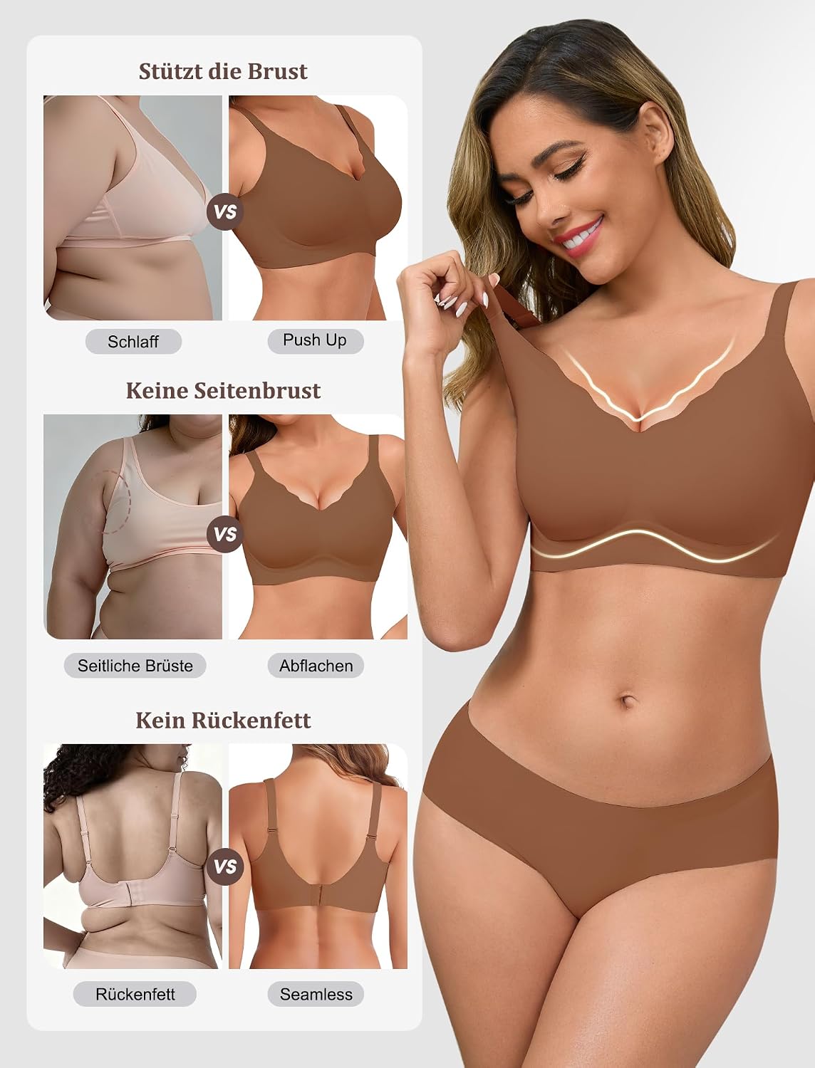 Detalle de Vtelor Bügelloser BH Push up Komfort 34% Elasthan 🎀
