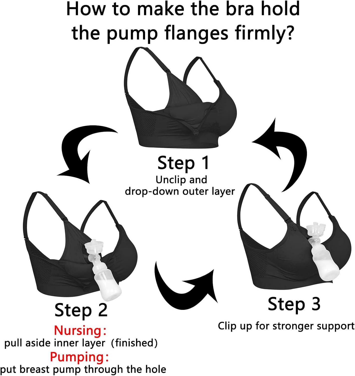Detalle 2 de 4HOW Hands-Free Pumping and Nursing Bra, Wireless Padded Maternity Bralette