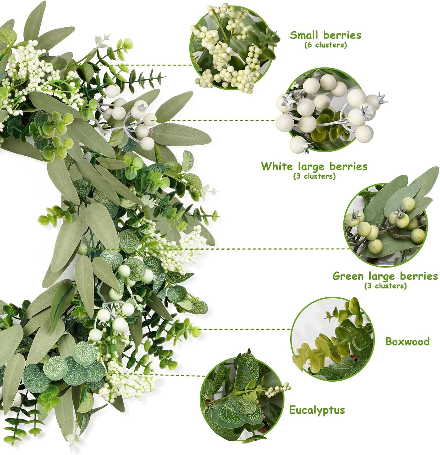 Thumbnail 2 de 50 cm eucalyptus door wreath for front door
