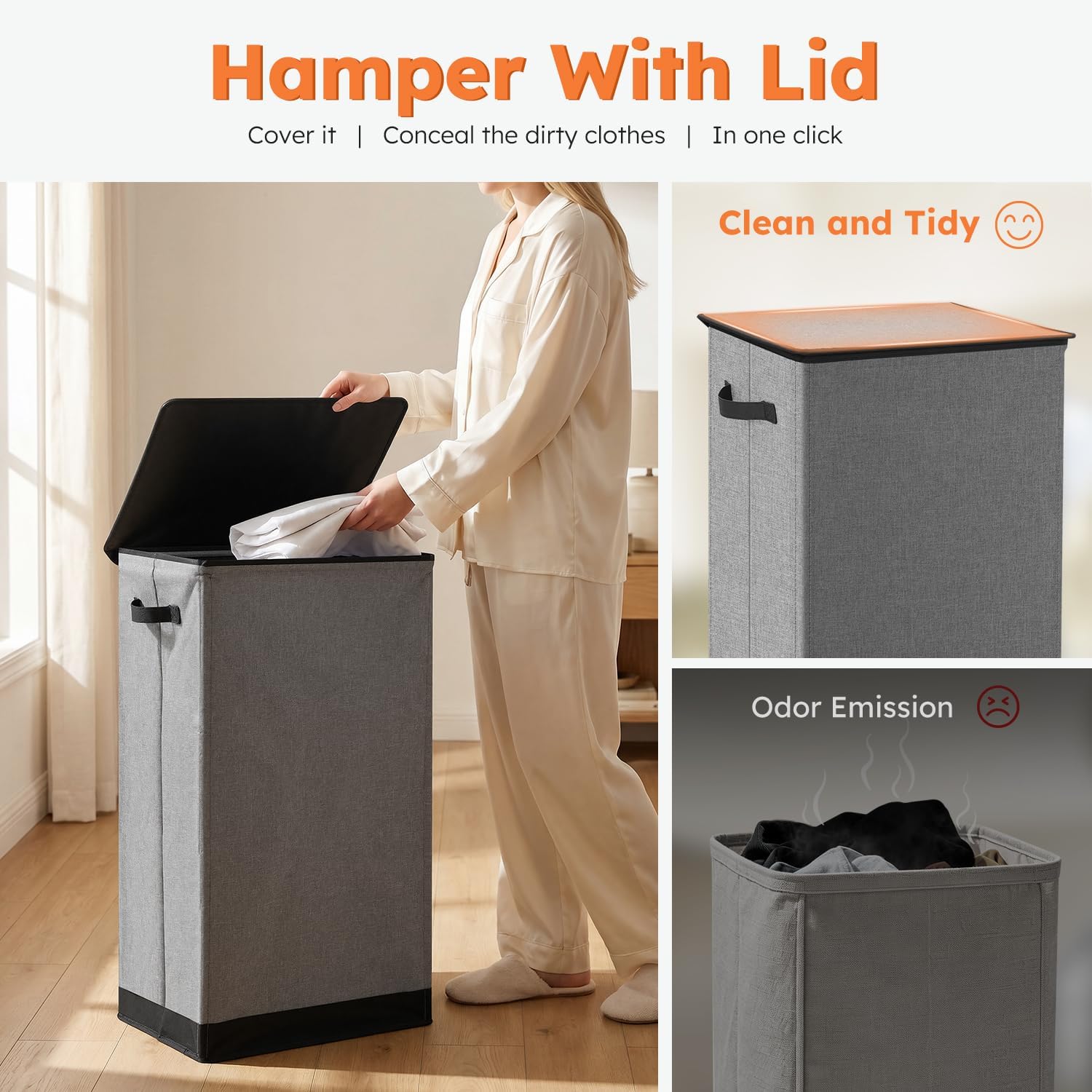 Thumbnail 6 de SOLEDI Laundry Hamper 100L collapsible basket