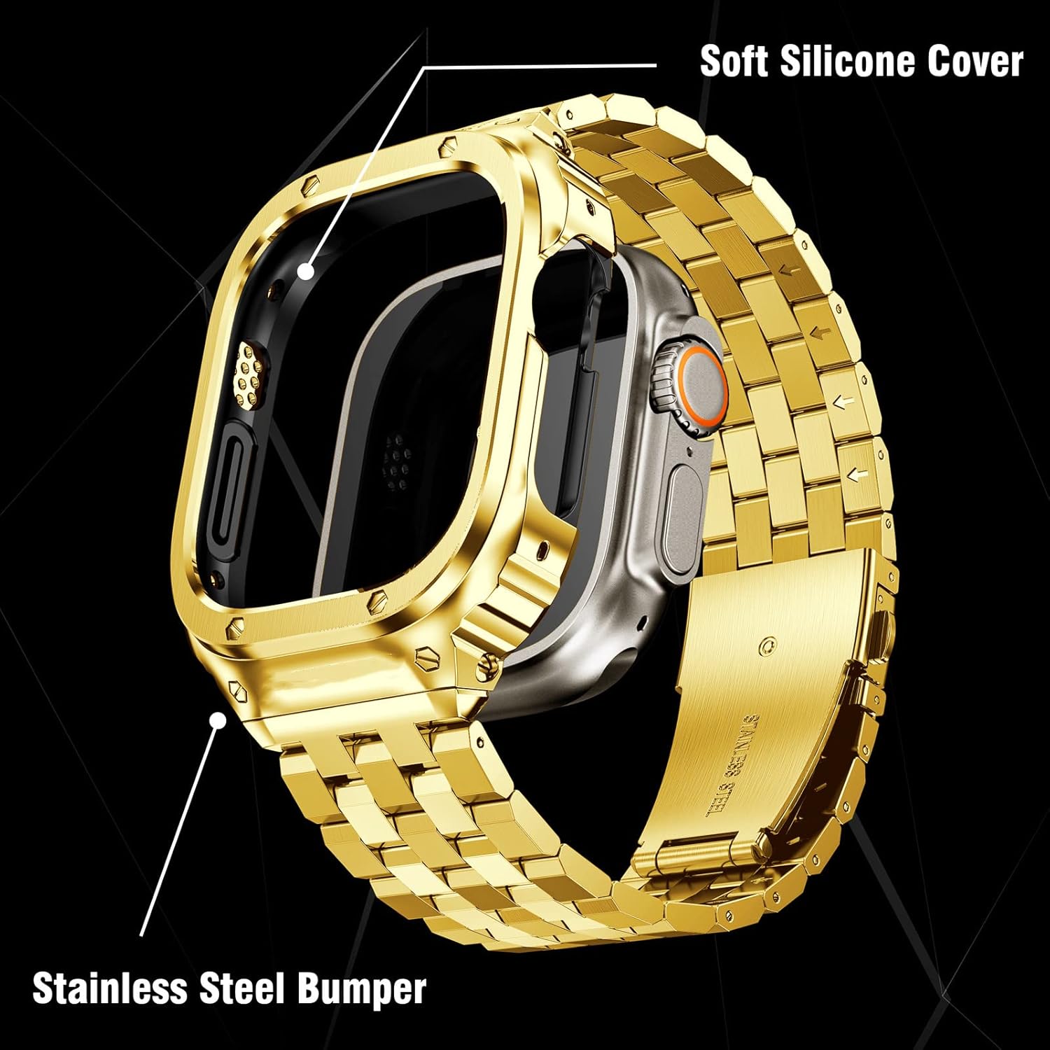 Detalle 2 de SUPLINK Stainless Steel Case with Strap for Apple Watch Ultra 3/2/1 & SE 3/2/1 & Series 11–1, 49mm–38mm