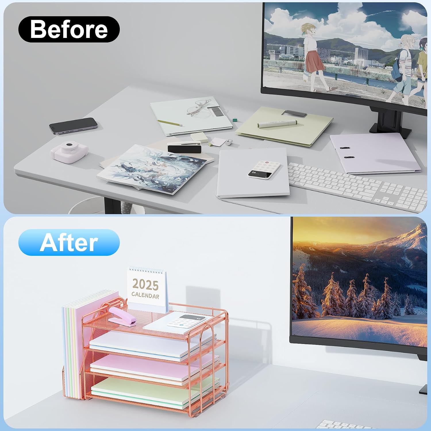 Detalle 2 de Spacrea Paper Desk Organizer Rose Gold ๐