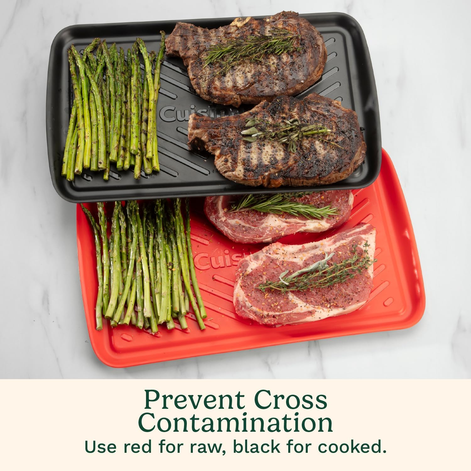 Detalle 2 de Cuisinart Grilling Prep & Serve Trays (17 x 10.5 in) — Red & Black, Dishwasher-Safe, Nesting BBQ Trays