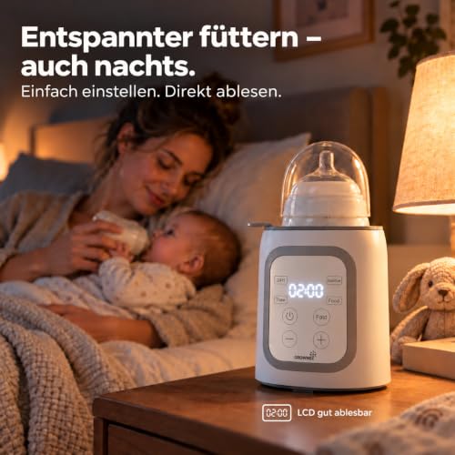 Detalle 2 de GROWNSY Flaschenwärmer für Babyflaschen mit 1-°C-Regelung und Wasserbad