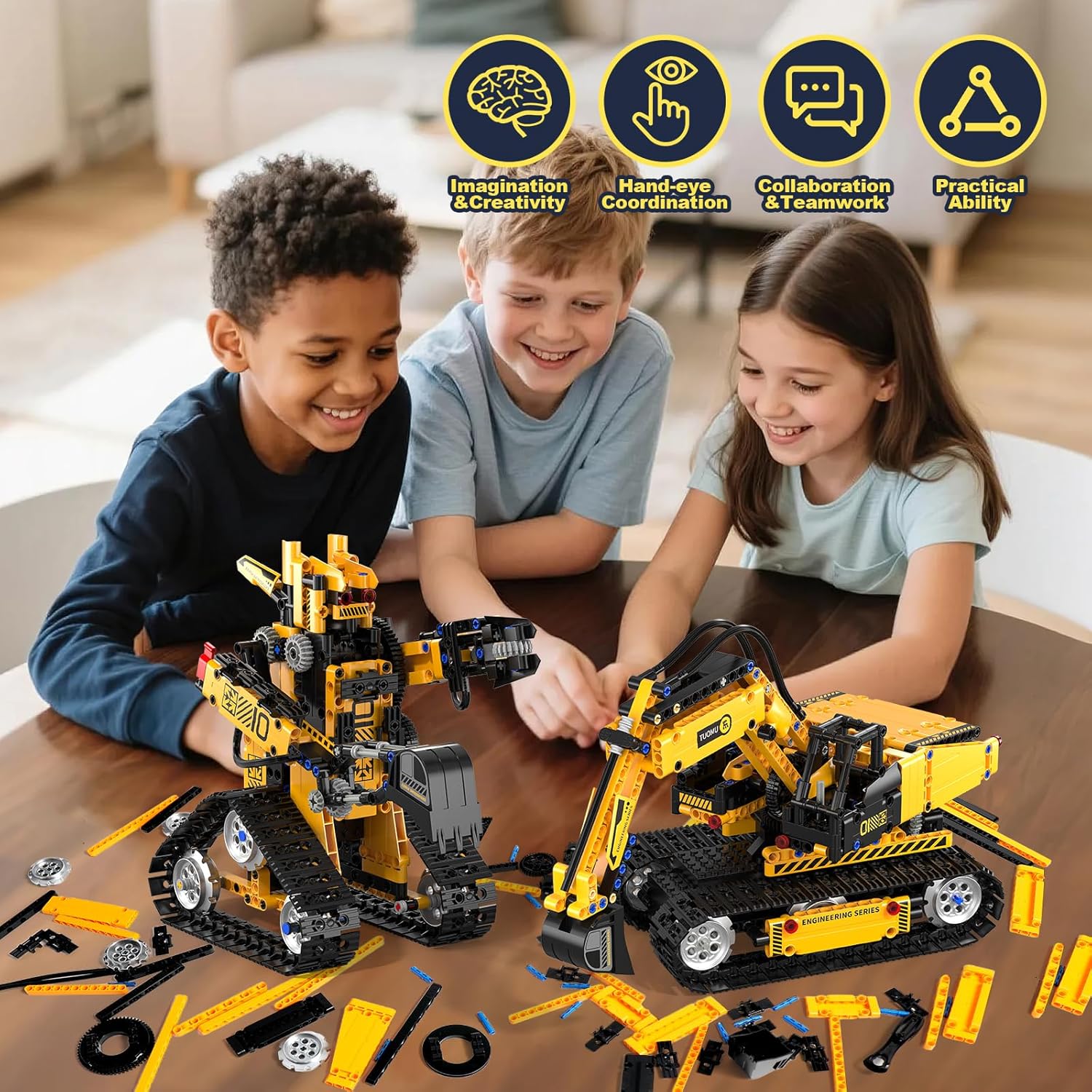 Detalle 2 de Technic Robot Building Sets 535PCS 5-in-1 RC Robot & Car (Remote and App Controlled, USB rechargeable)