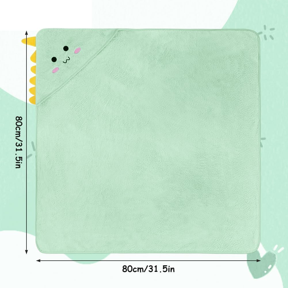 Thumbnail 1 de Aolso accappatoio neonato 80x80 cm con cappuccio in pile di corallo – dinosauro