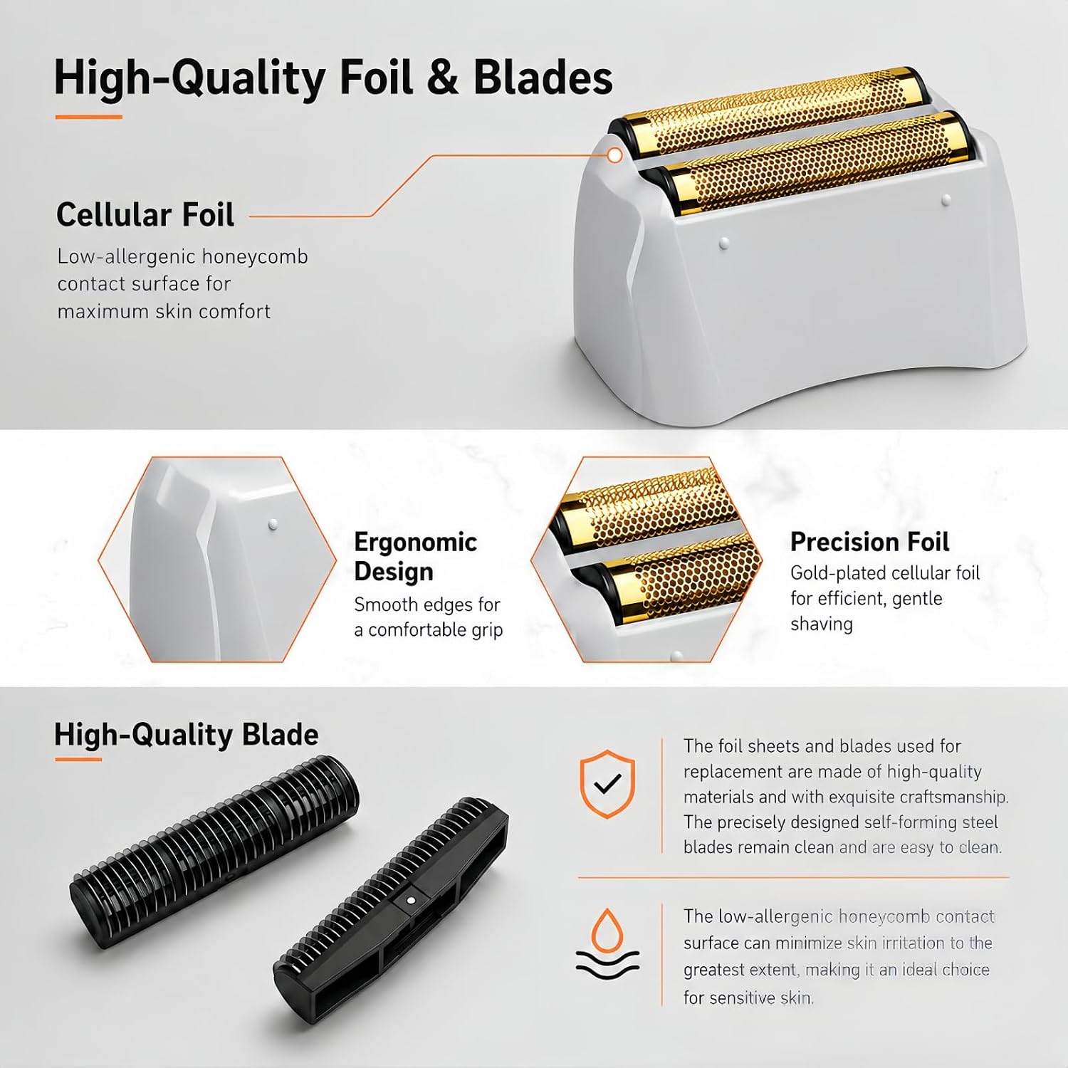 Detalle de Shaver Replacement Pro Foil & Cutter — 2 Pack for Andis TS-1 Pro Foil Shaver (Golden Foil)