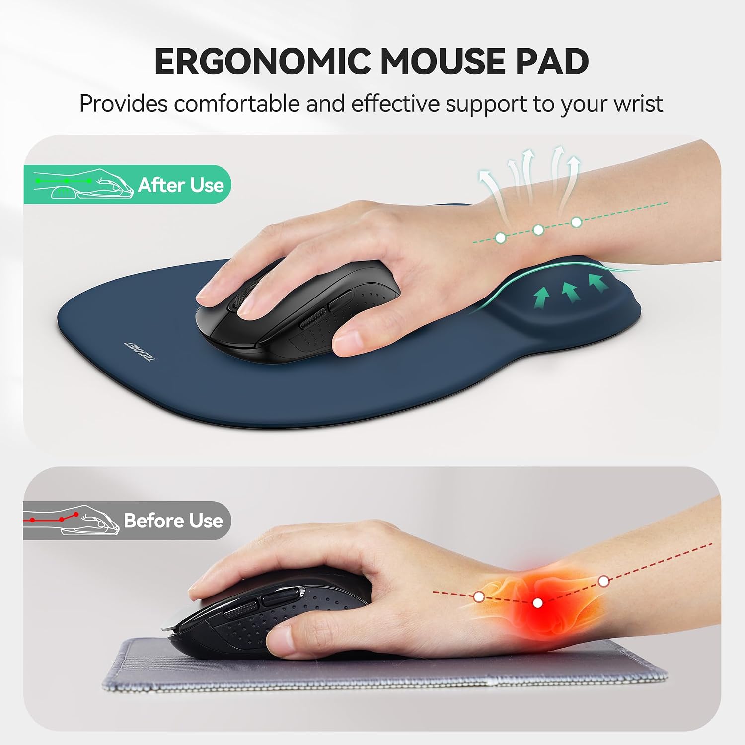 Detalle 2 de TECKNET Mouse Mat Wrist Support 24x21cm