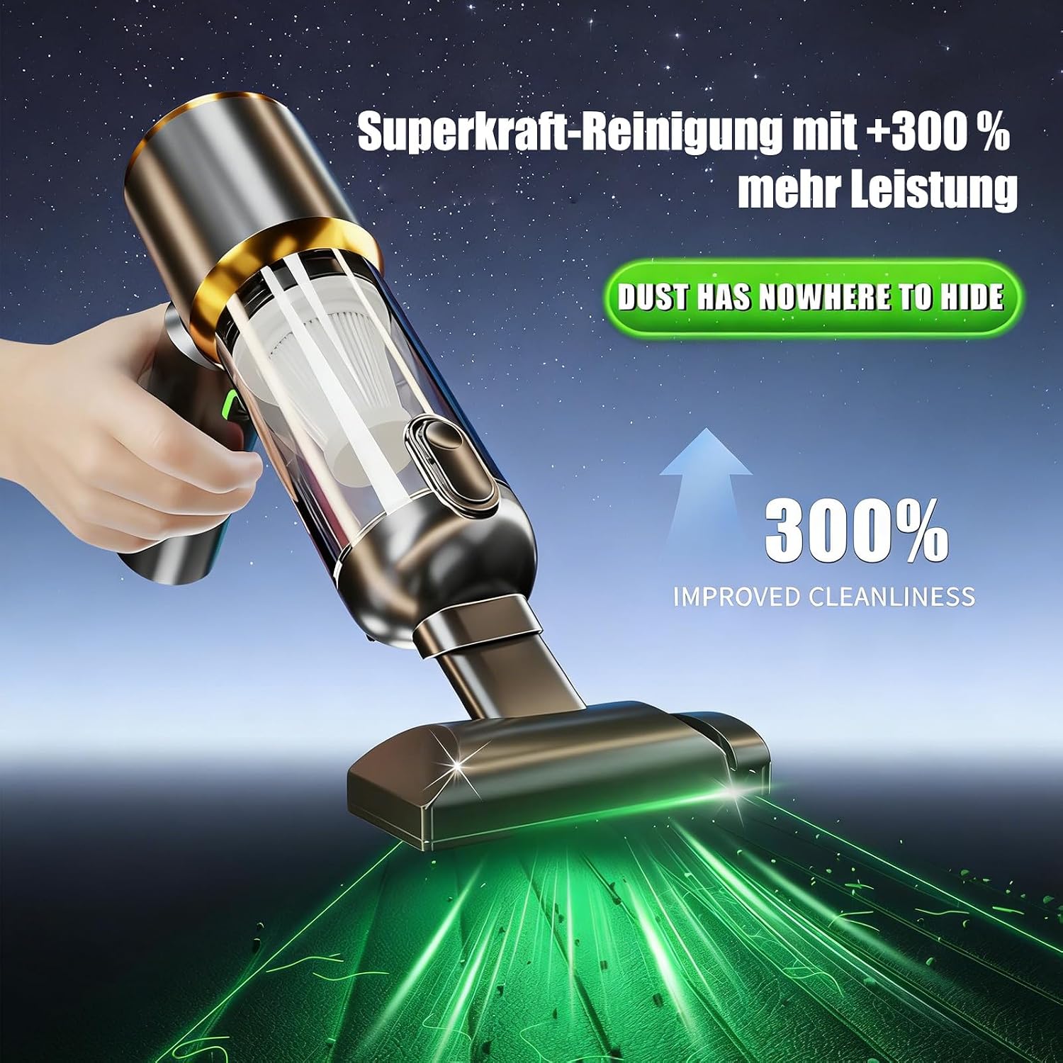Detalle 2 de DiliDala Handstaubsauger Akku – 27000PA, 3-Gang, kabellos mit Autostaubsauger-Charakteristik