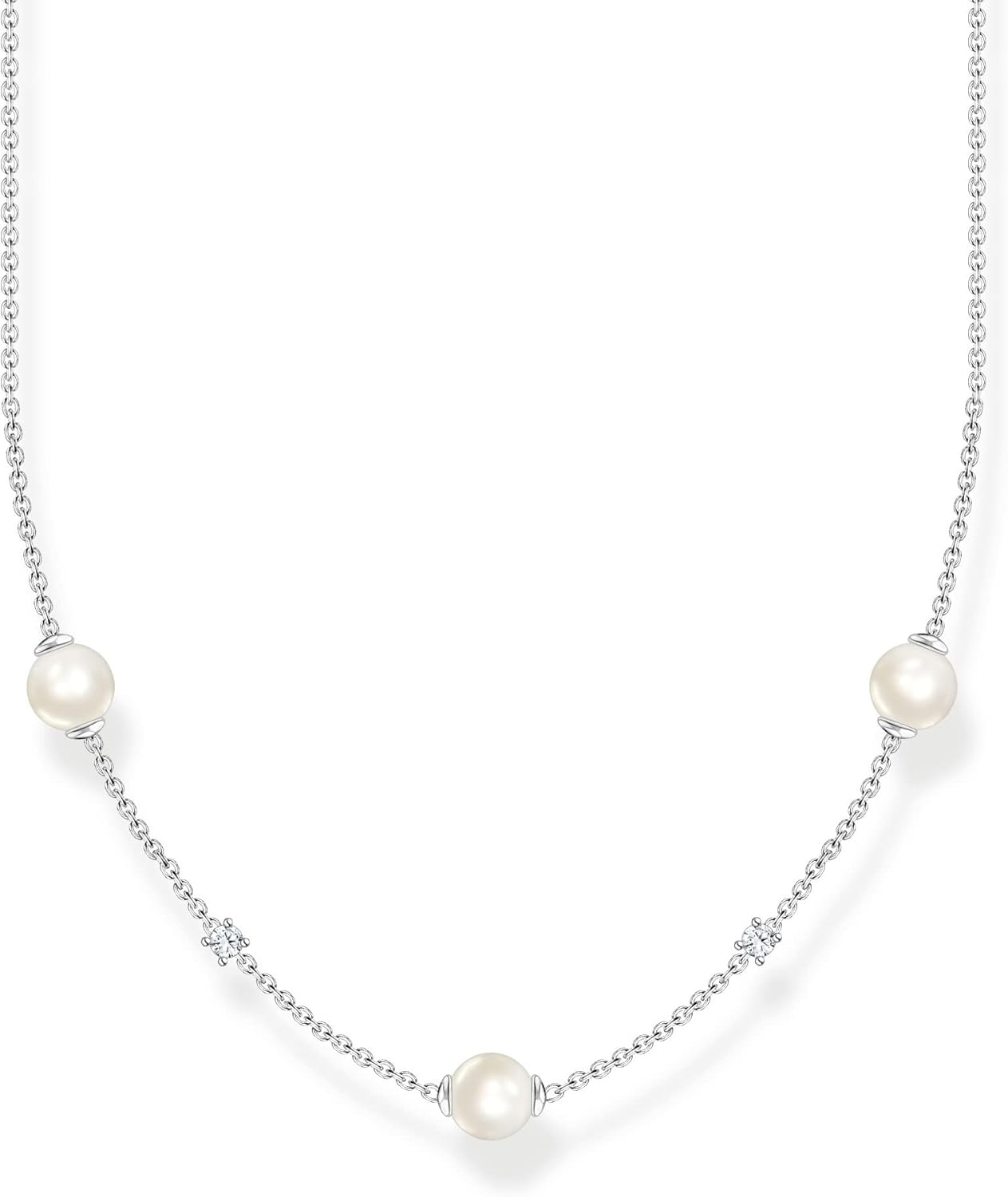Thomas Sabo chaîne à perles avec pierres blanches en argent 925