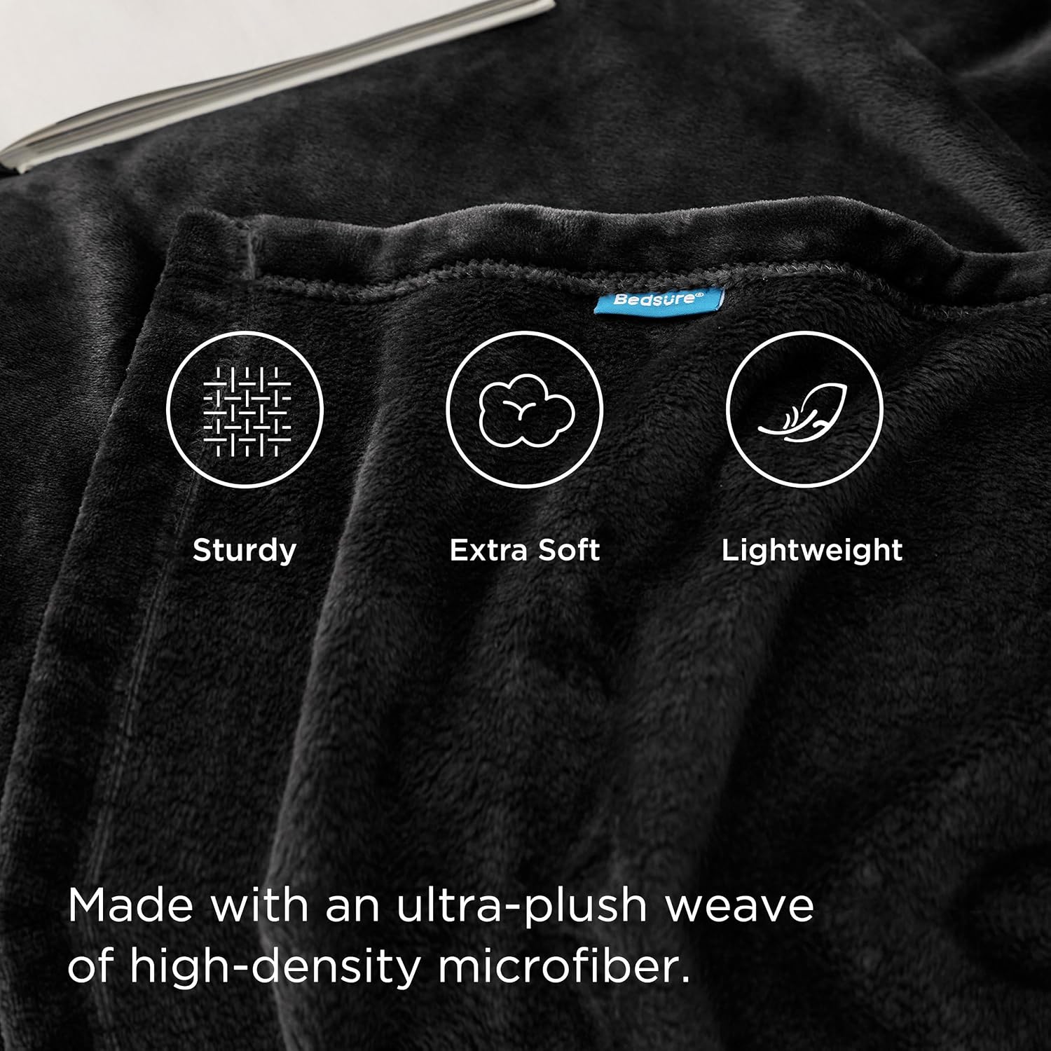 Thumbnail 2 de Bedsure Fleece Throw Blanket for Sofa – 130x150 cm, Black