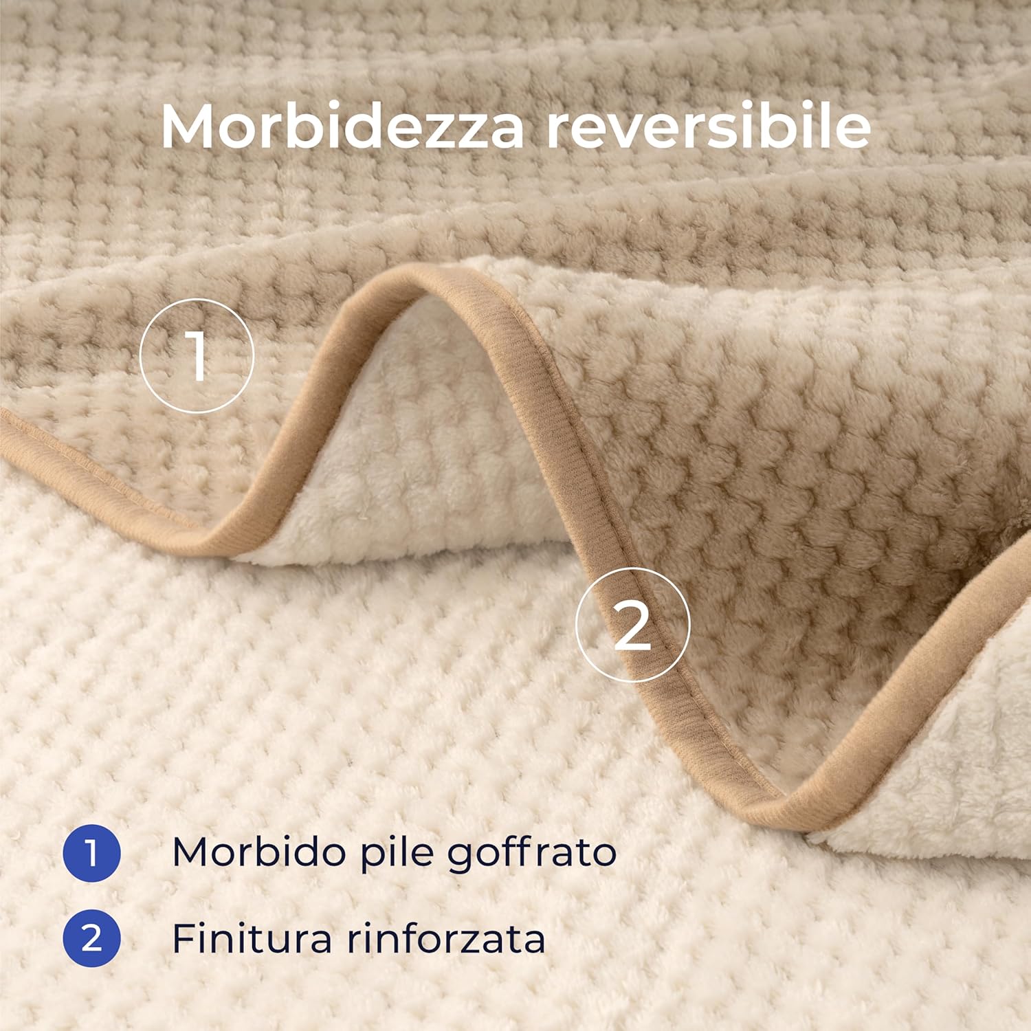 Thumbnail 2 de Dreamzie Coperta Impermeabile 127x152 cm reversibile e lavabile (beige) per letto, divano e animali