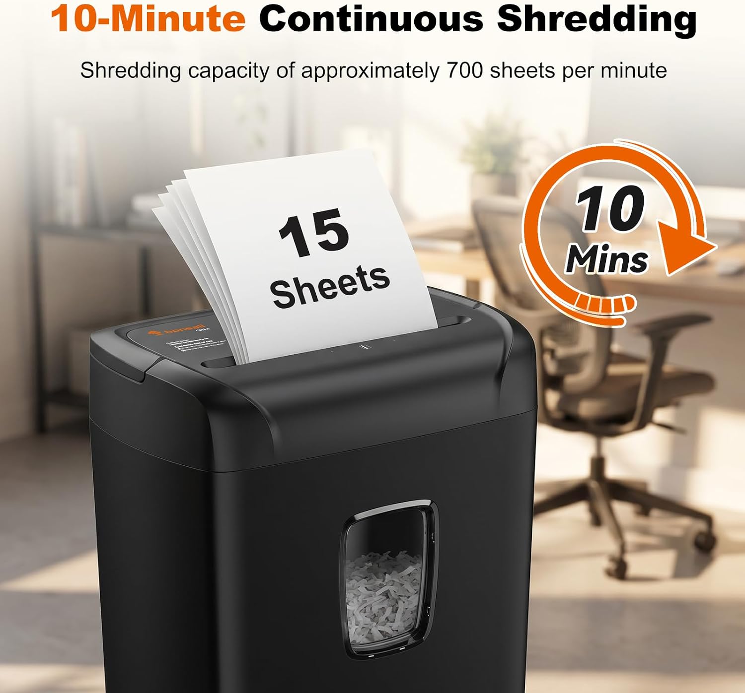 Detalle 2 de Bonsaii C243-A Cross-Cut Paper Shredder, P-4, 10-Minute Run, 5.5-Gallon Bin