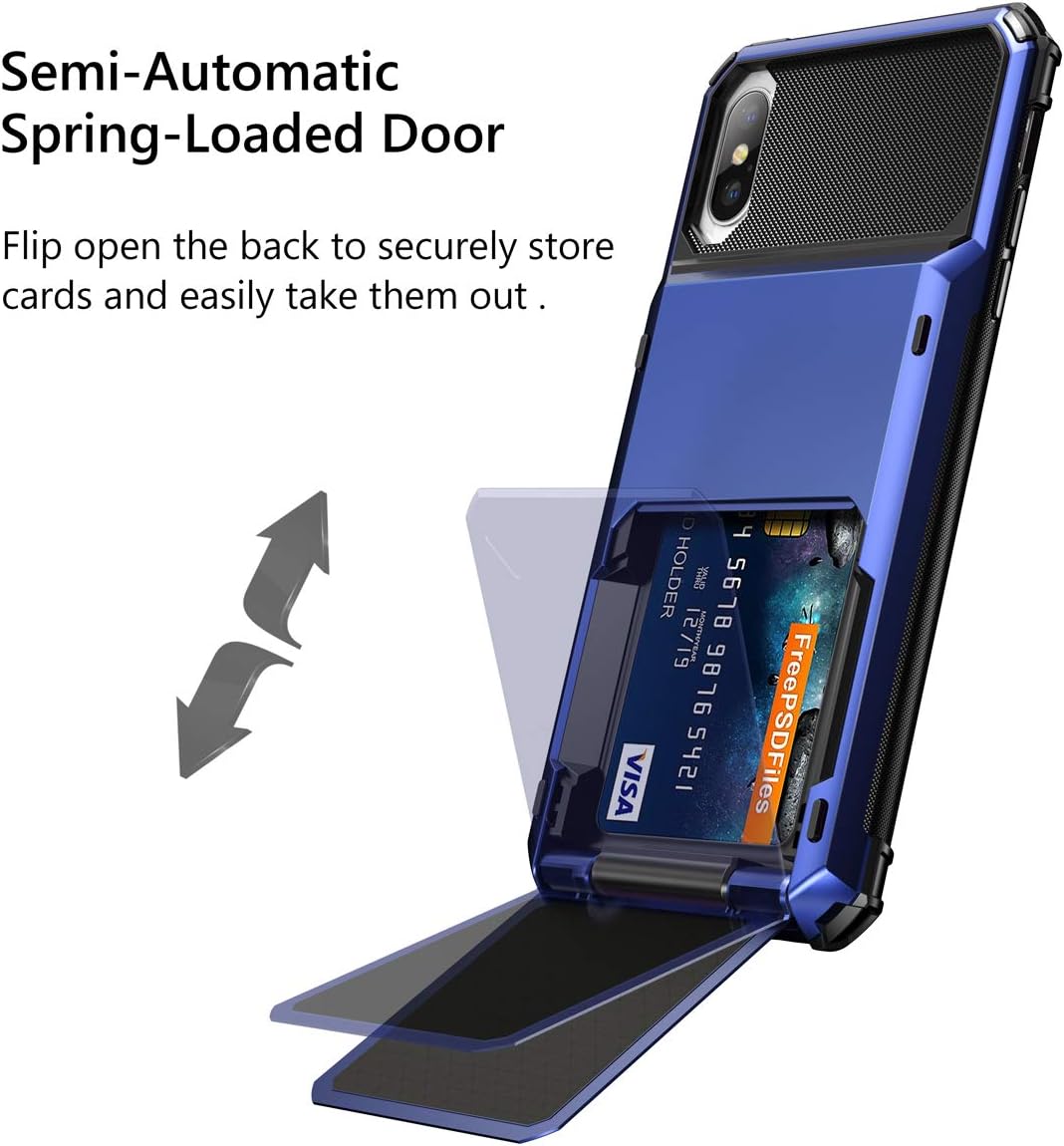 Detalle de Vofolen Fcard-Xs Max-Navy Wallet Case for iPhone XS Max, 4-Card Holder