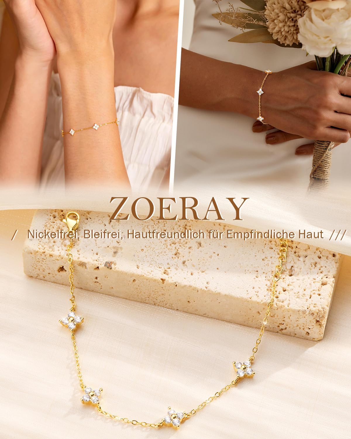 Detalle de ZOERAY Armband Damen Gold Silber verstellbar