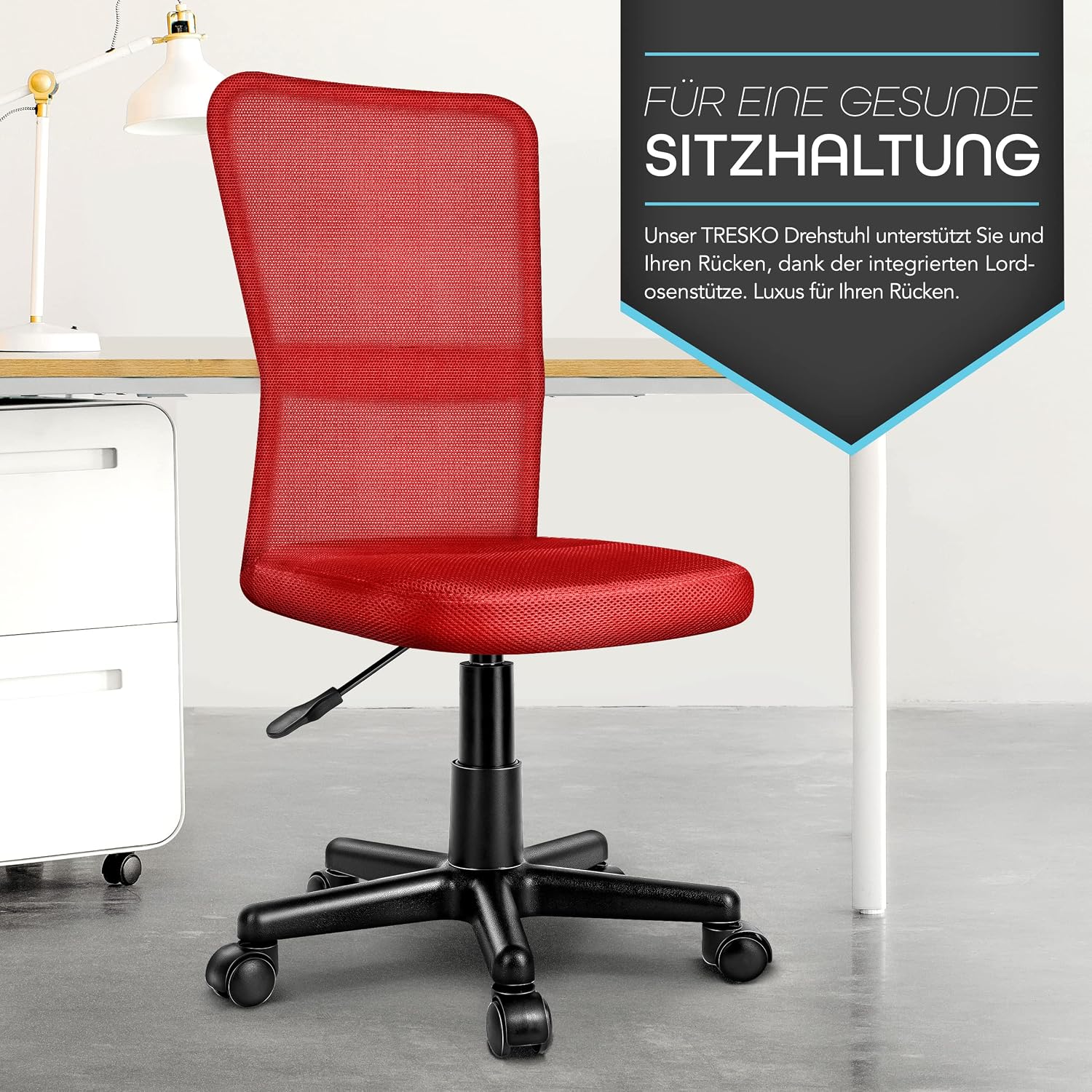 Thumbnail 6 de TRESKO Bürostuhl Schreibtischstuhl Drehstuhl – leicht, ergonomisch und höhenverstellbar