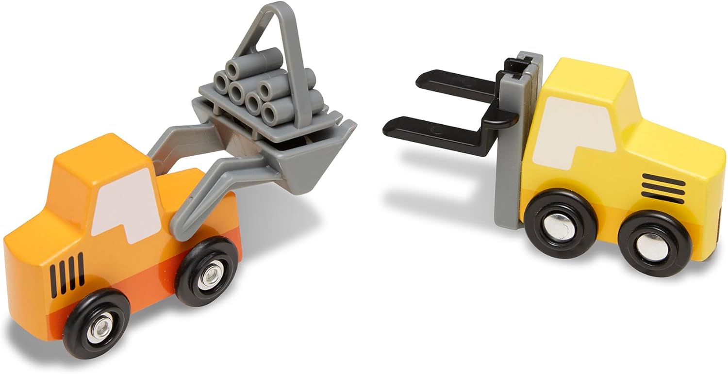 Detalle 2 de Melissa & Doug Wooden Construction Site Vehicles With Wooden Storage Tray (8 pcs)