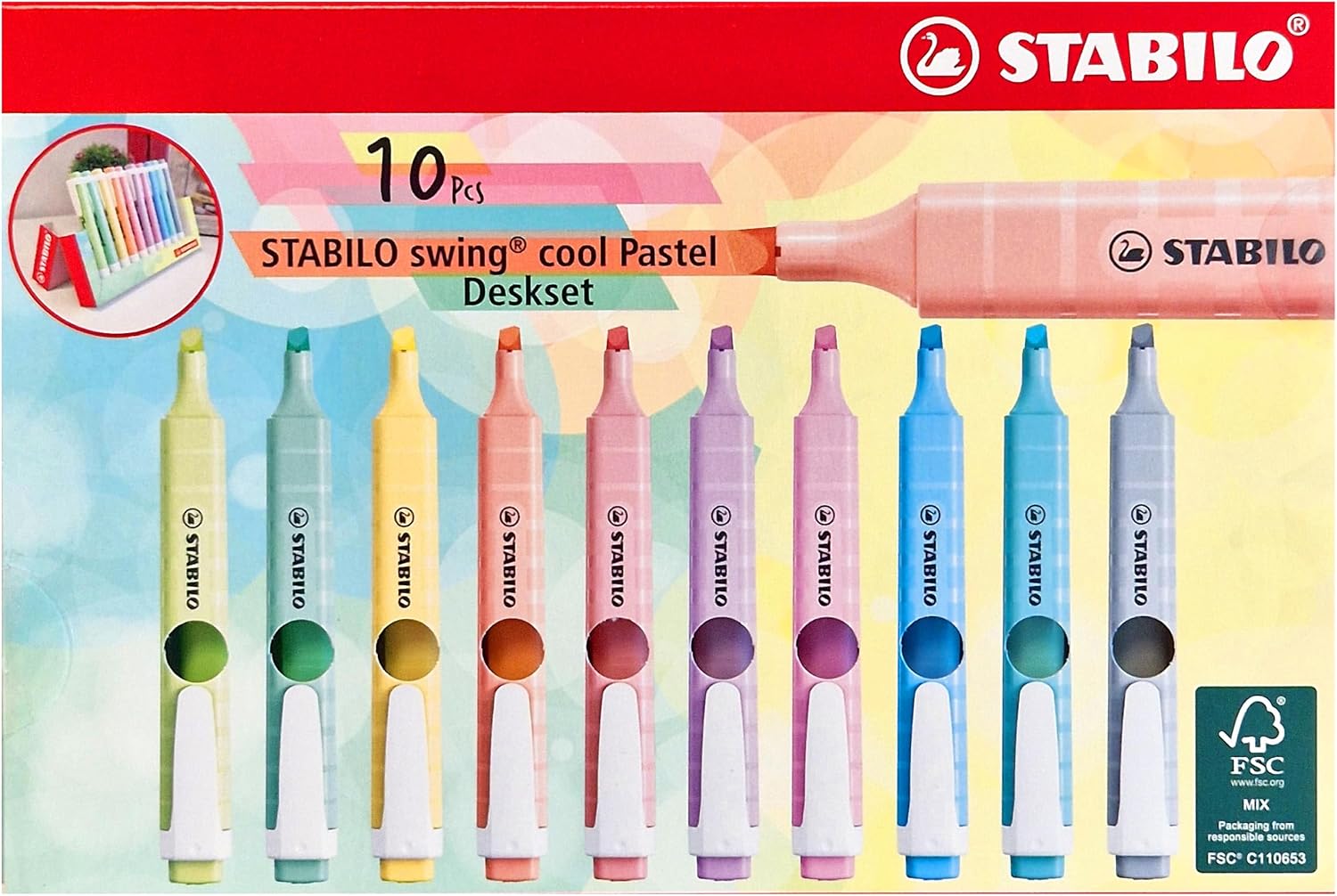Thumbnail 1 de STABILO swing cool Pastel – Desk-Set con 10 evidenziatori color pastello