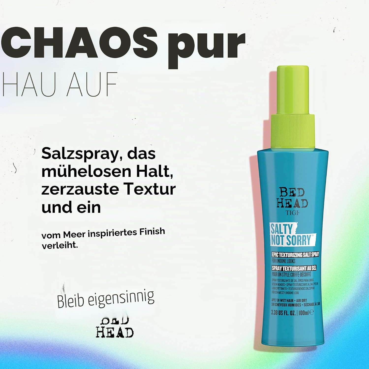 Detalle de Bed Head by TIGI Salty Not Sorry Texturising Salt Spray – Textur, Beach Waves & flexibler Halt, 100 ml