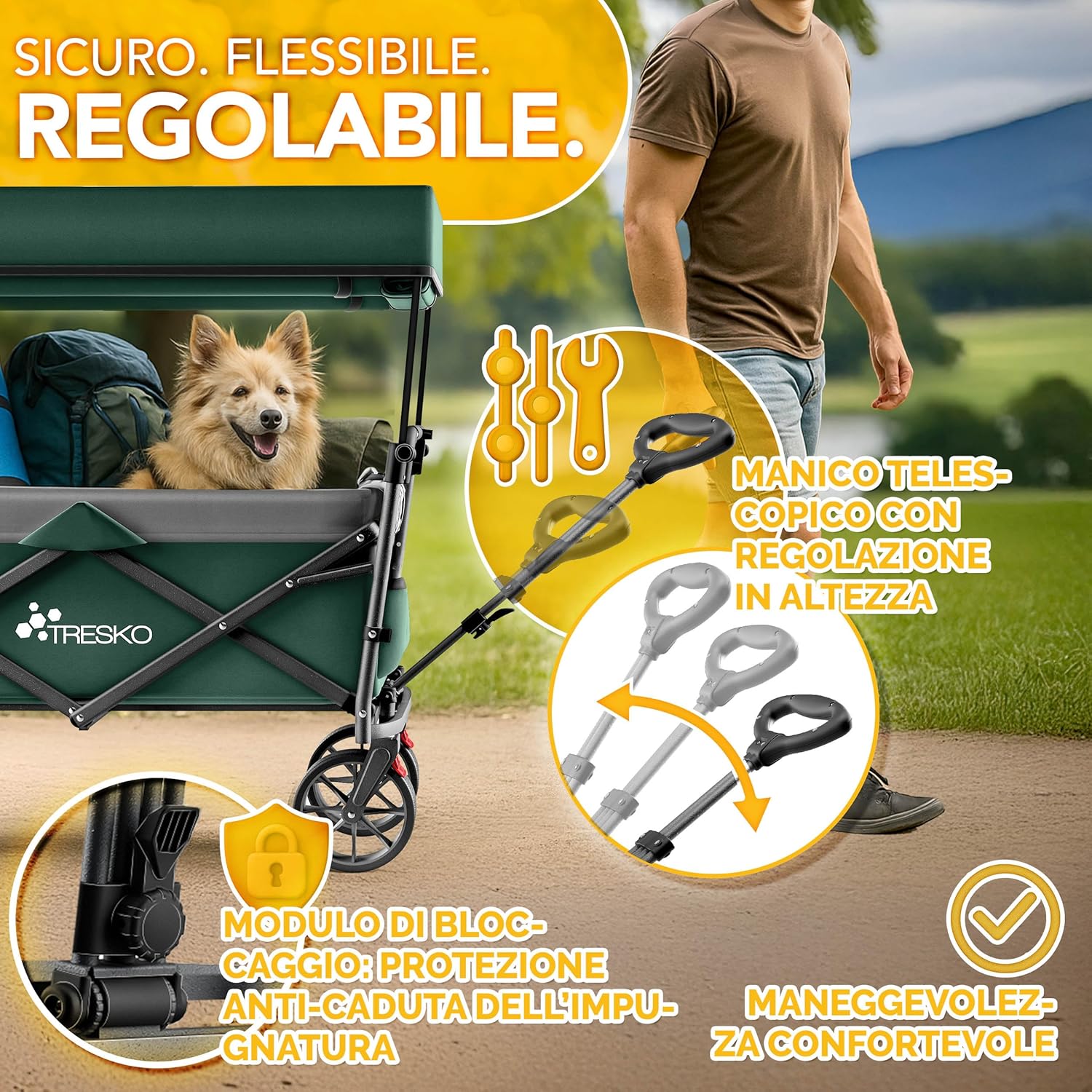 Thumbnail 1 de TRESKO Carrello pieghevole con tetto 150 kg