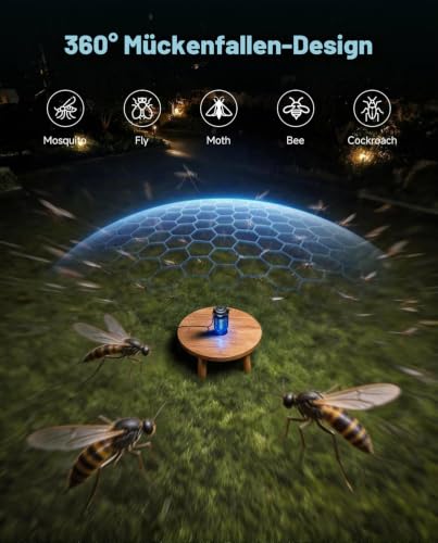 Detalle 2 de KITBEZN Insektenvernichter Elektrisch 20W UV‑Lampe, 4200V, IPX4 – Mückenfalle für Innen und Außen