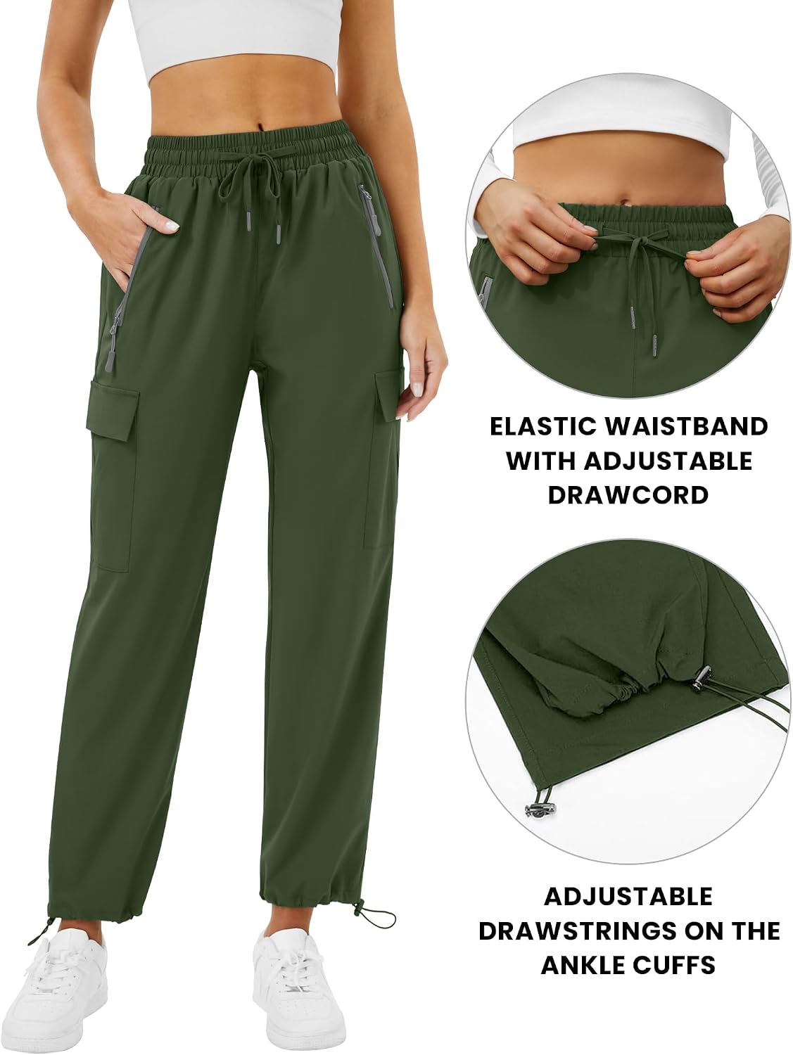 Detalle de Friptspyg Pantalon cargo outdoor femme léger : trekking, randonnée rapide et poches sécurisées