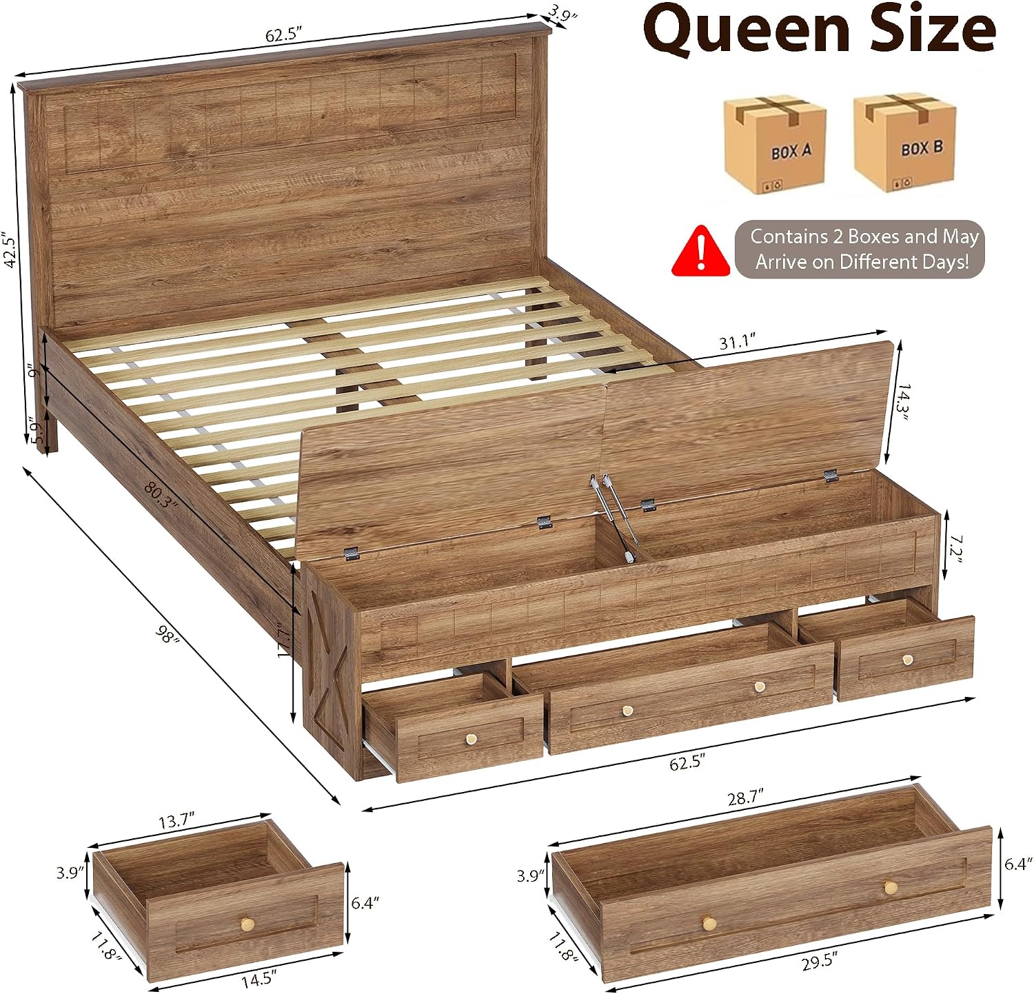 Detalle de Oakvera Queen Bed Frame