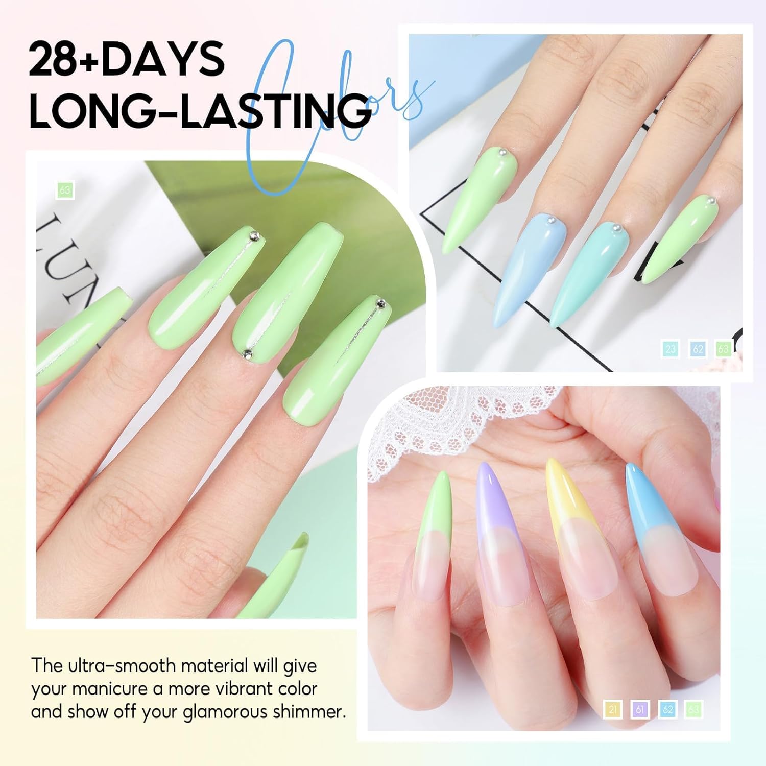 Thumbnail 2 de Kit PEACECOLOR Vernis semi permanent pastel (6 couleurs) – gel UV/LED 10 ml