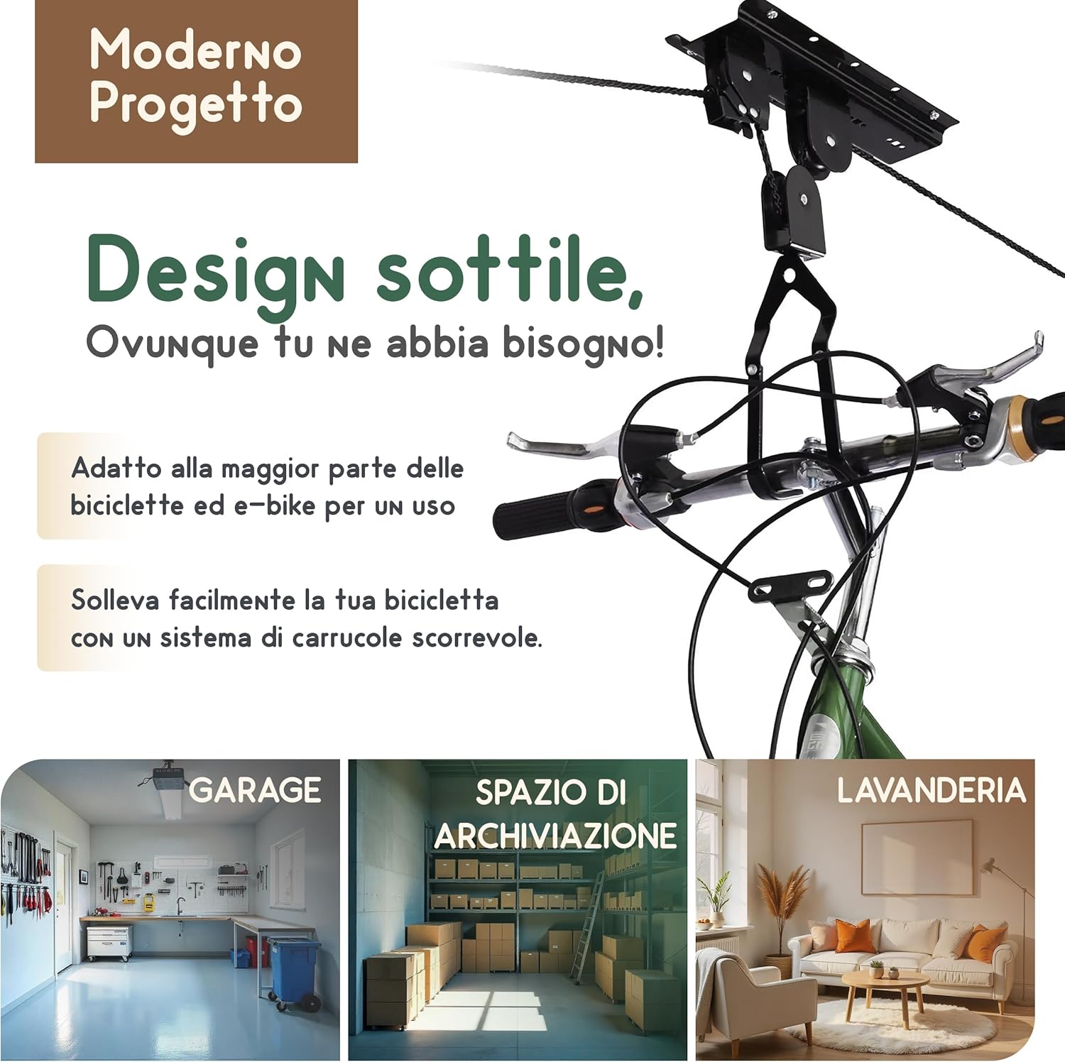 Thumbnail 2 de Recalma supporto da soffitto per biciclette ed e-bike con portata fino a 60 kg