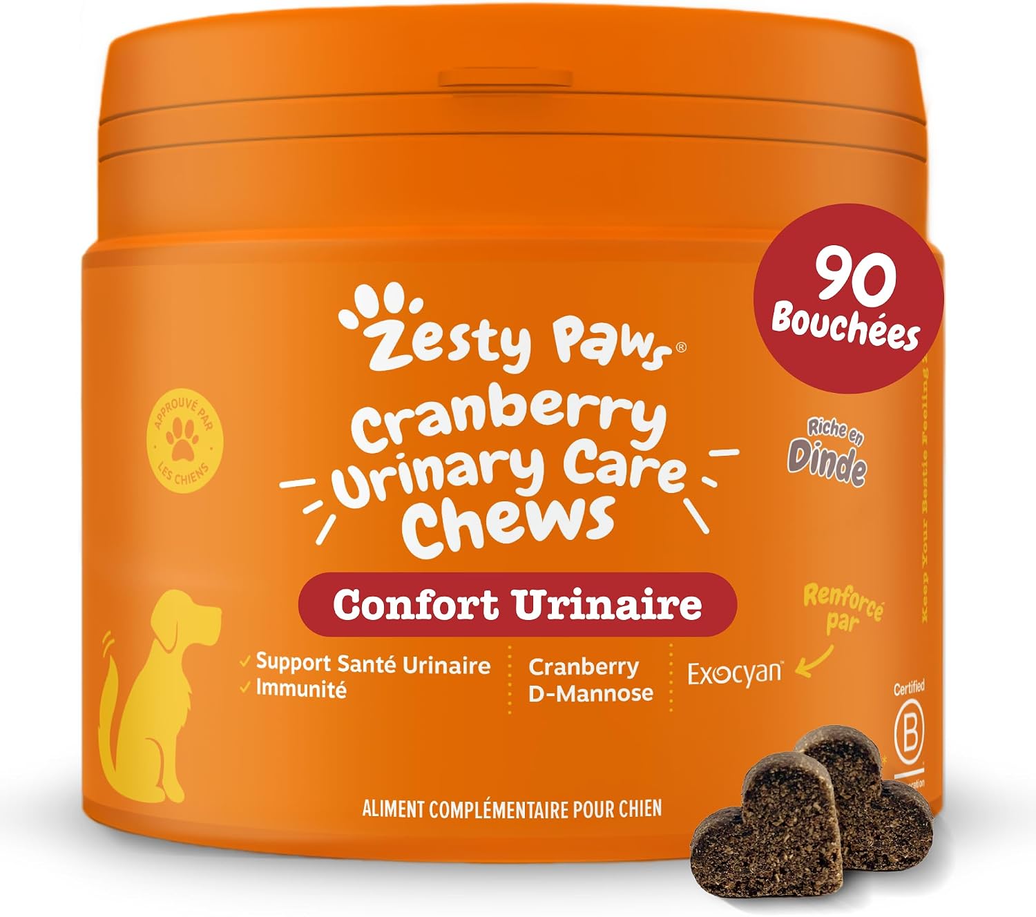 Detalle de Zesty Paws Urinary Care à la Cranberry – Friandises complètes pour la santé des voies urinaires chez le chien