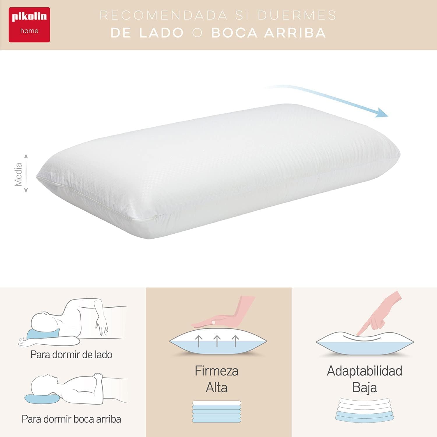 Thumbnail 3 de Pikolin Home - Almohada Viscoelástica 105 cm 🛏️ Suave y Firme
