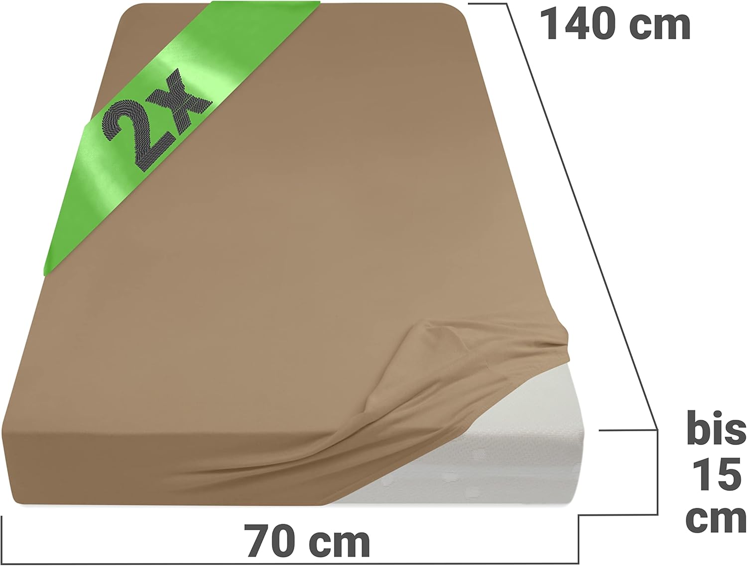 Detalle de Lenzuolo con angoli elasticizzati EEmily's Check 1493.2123 70x140 cm, sabbia