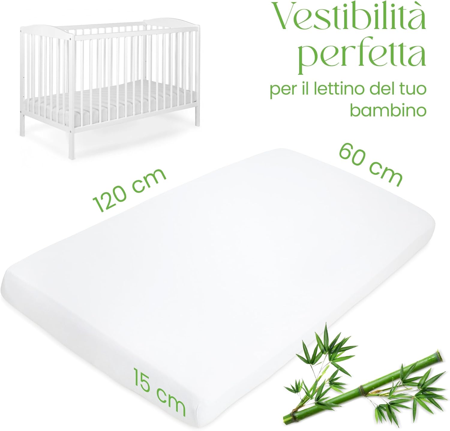 Thumbnail 6 de Copri-materasso Lettino 60x120 cm – 100% Bambù, respiro e igiene per culla Comfier Sleep