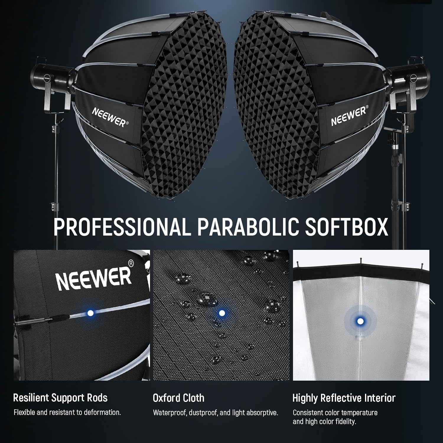 Thumbnail 2 de NEEWER Parabol Softbox-Set 35,4" (90 cm) mit Bowens-Mount und Diffusoren