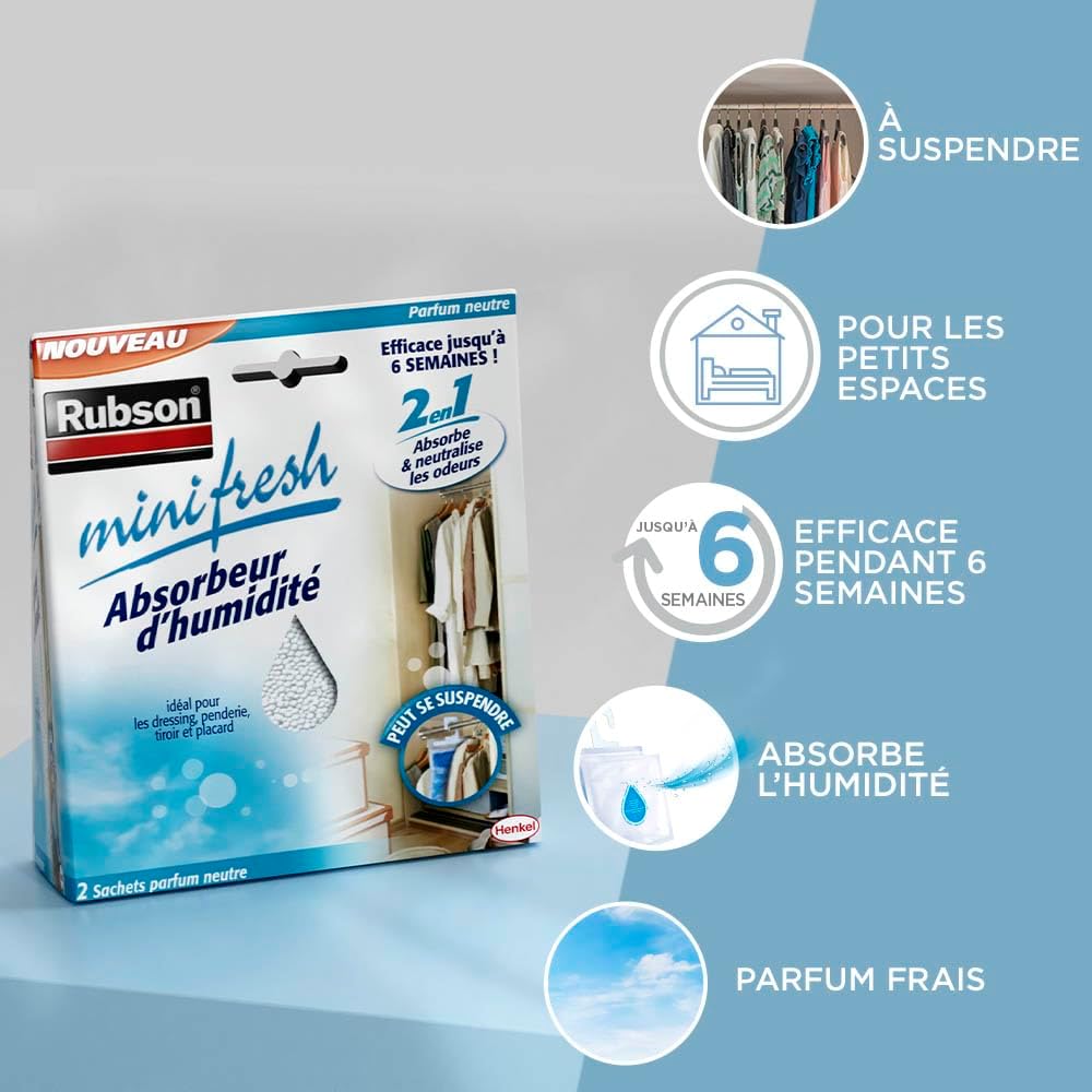 Thumbnail 2 de Rubson Absorbeur d’humidité Minifresh – 2 sachets 50 g, parfum neutre