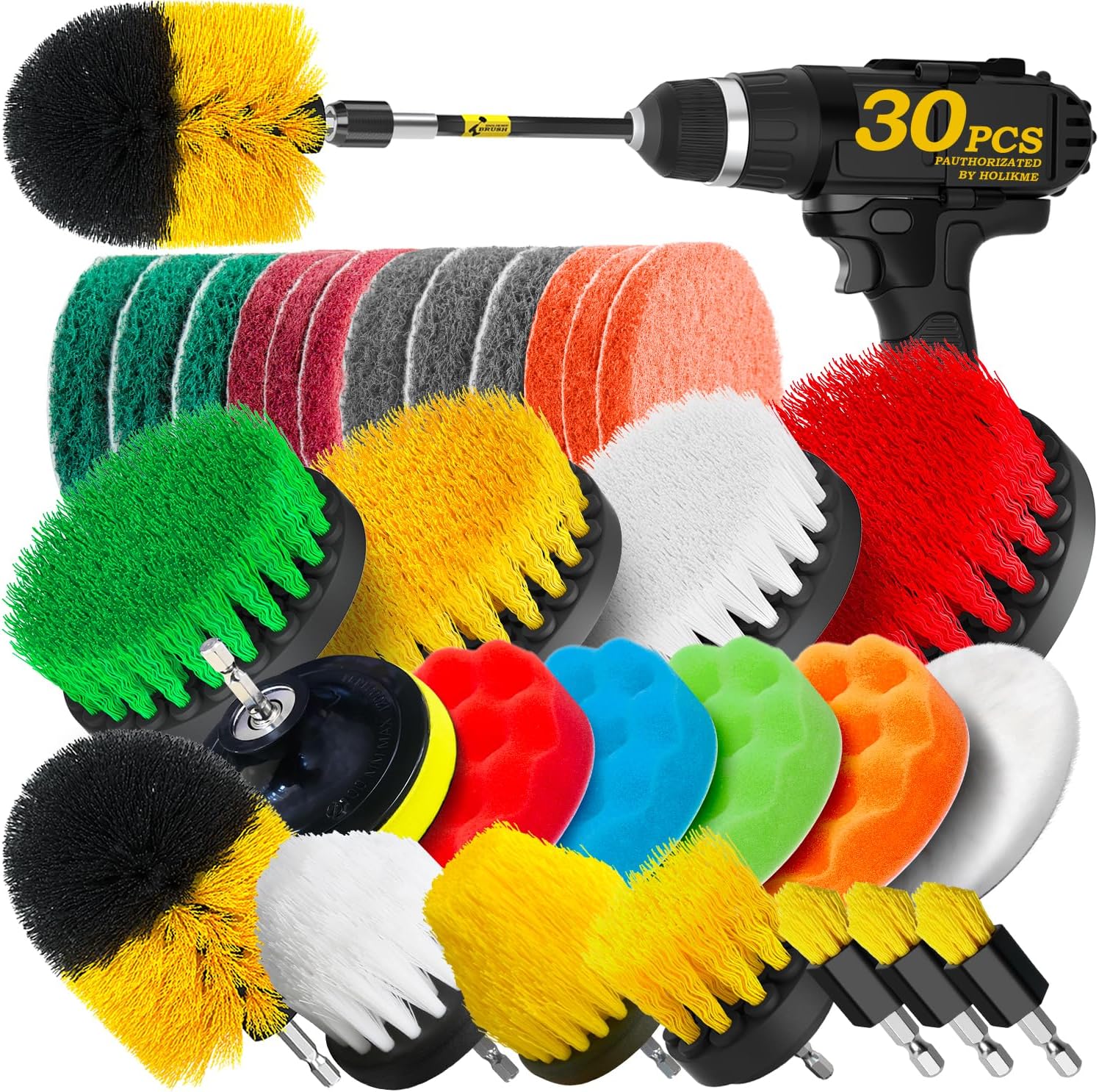Detalle de Holikme Model 1 Drill Brush Attachment Set, 30-Piece with 1/4-Inch Connector